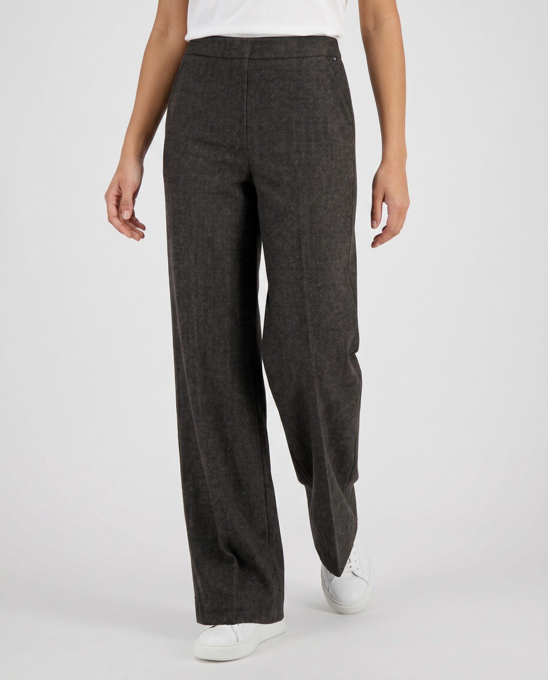 Stehmann Schlupfhose mit Fischgrätmuster und weitem Bein / Stretch