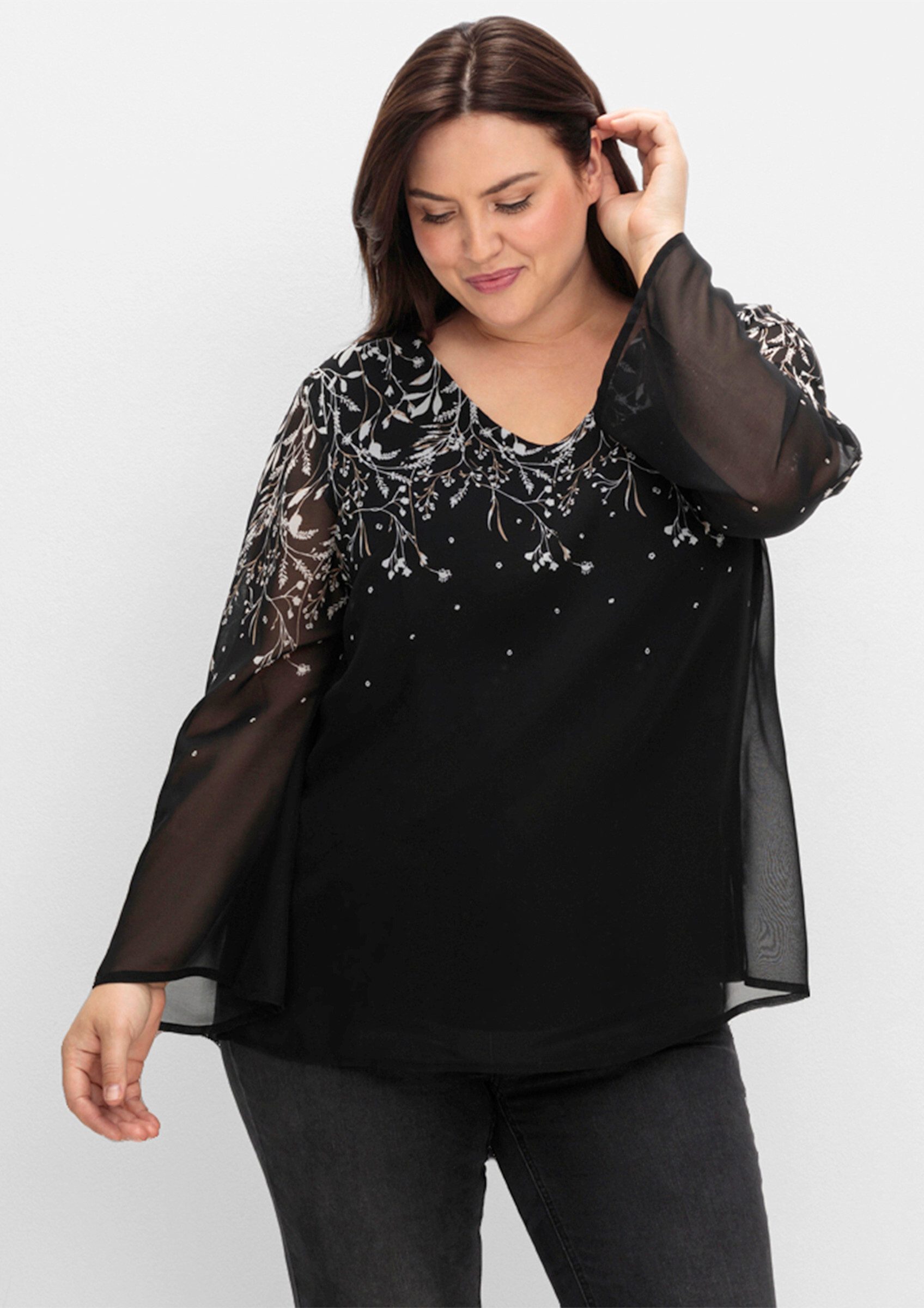 Sheego Klassische Bluse Chiffonbluse . günstig online kaufen