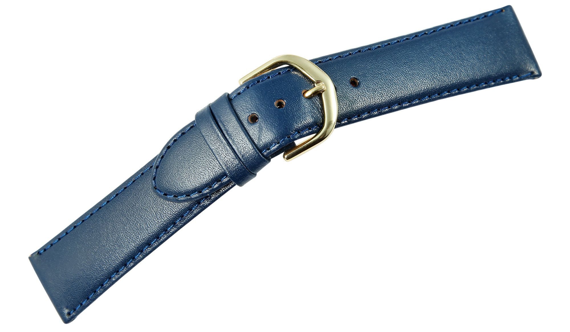 STEINMEISTER Uhrenarmband 8000328 Basic Lederimitatband in dunkelblau, glatt, flach, 20 mm