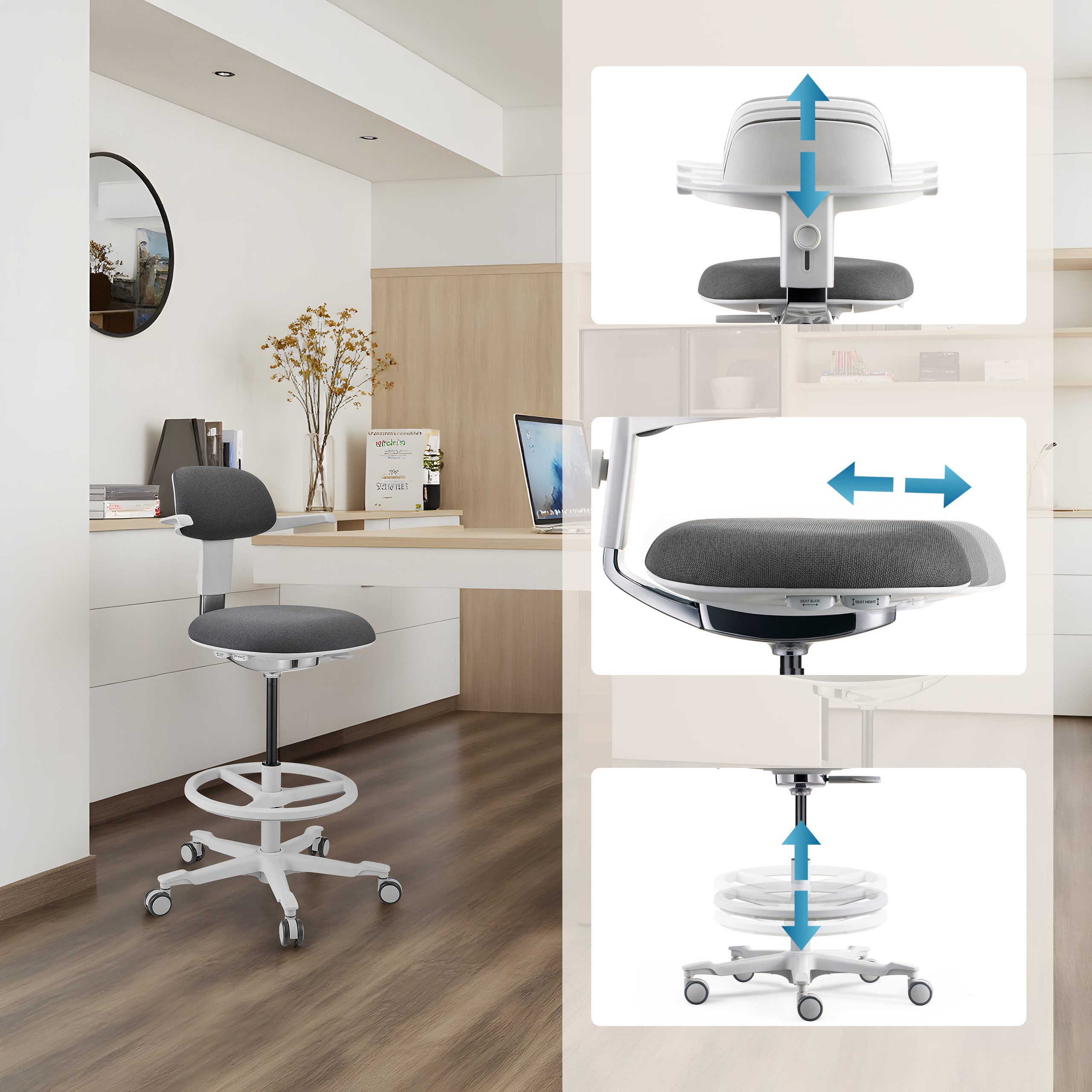 hjh OFFICE Drehstuhl Arbeitsstuhl TOP WORK 40 W Stoff mit Armlehnen (1 St), Bürostuhl Drehstuhl