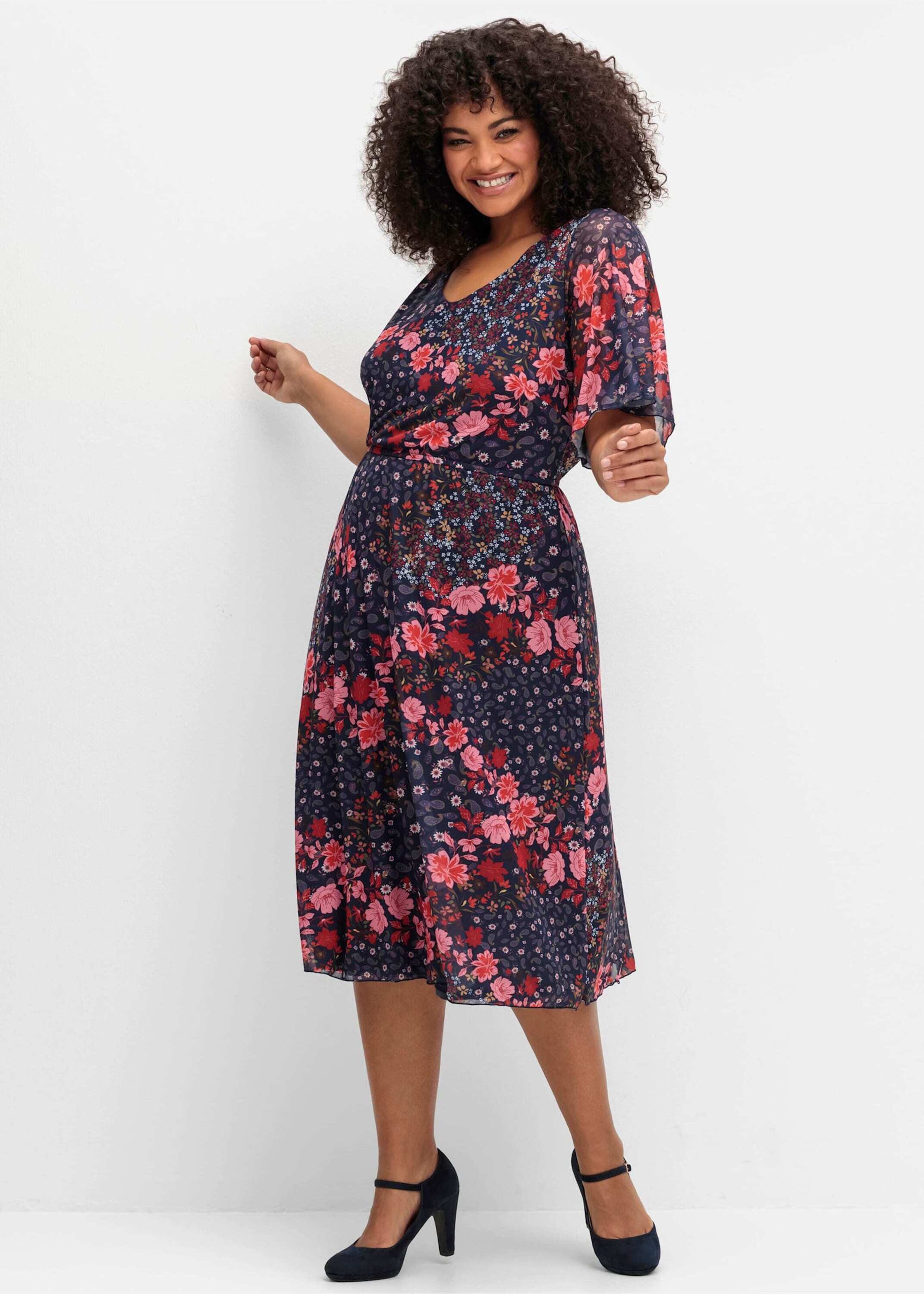 sheego by Joe Browns Jerseykleid Mesh-Kleid Kurzarm