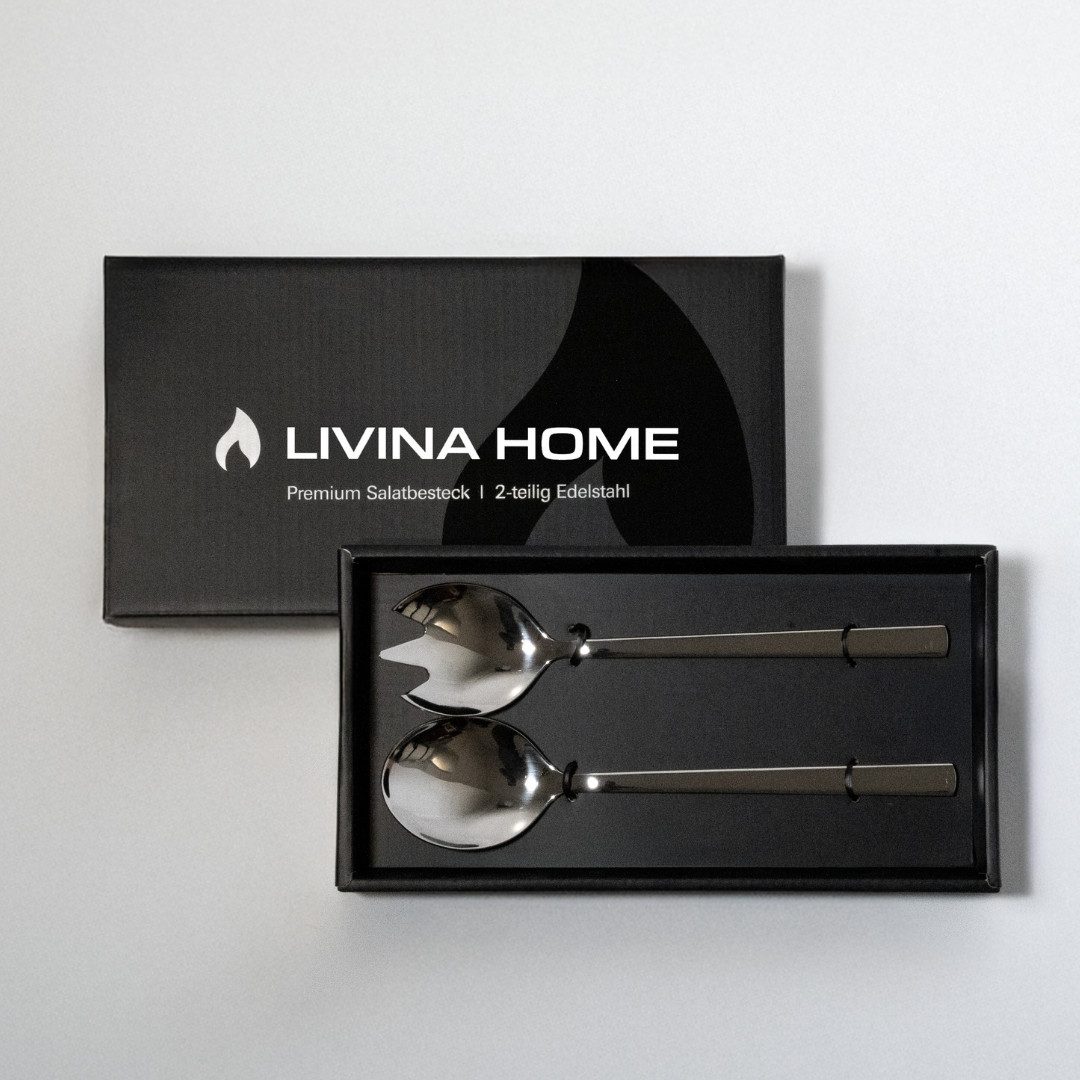LIVINA HOME Salatbesteck Premium Salatbesteck, Edelstahl 18/10, Set 2-tlg. Gabel & Löffel (2-tlg), Spülmaschinenfest, Frühling Sale!