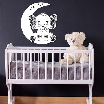 Namofactur LED Nachtlicht Elefant auf Mond - Schlaflicht mit Elefanten Motiv für Kleinkinder, Ohne Zugschalter, LED fest integriert, Warmweiß, Wanddekoobjekt Kinderzimmer Leuchte batteriebetrieben