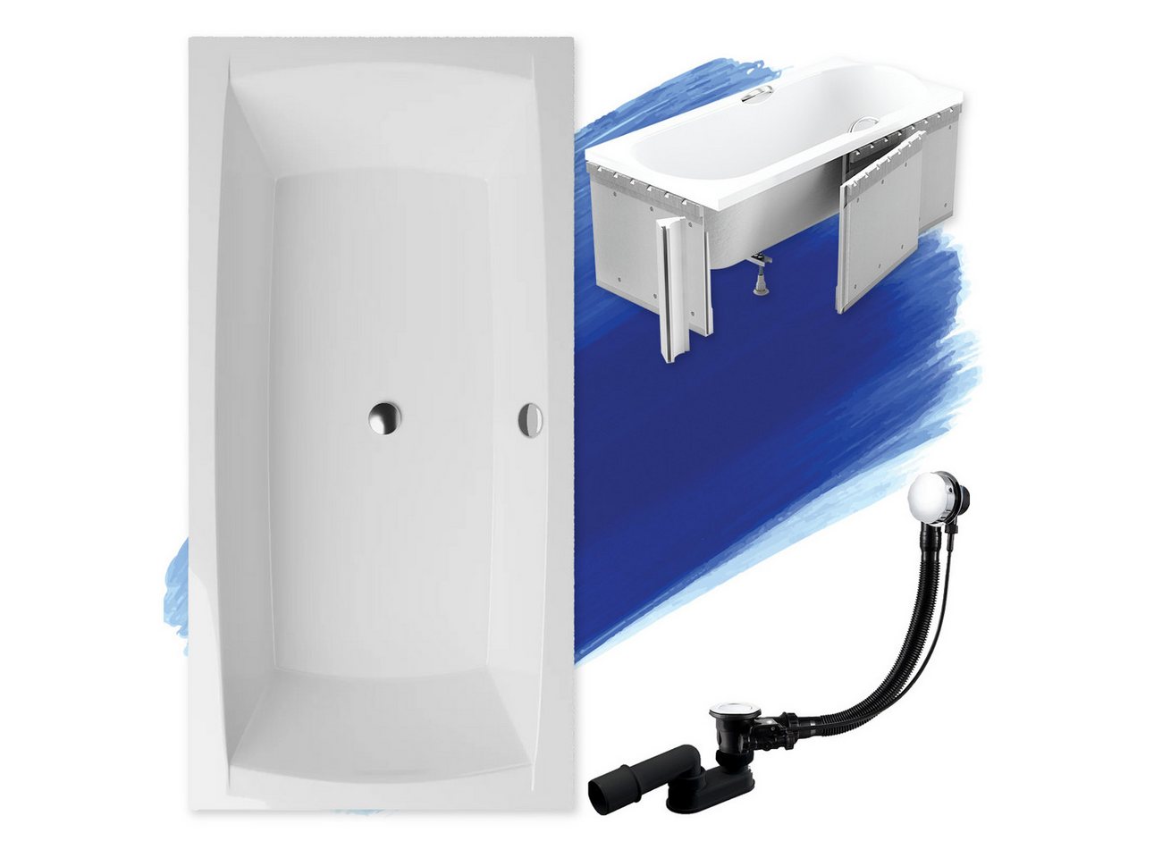 Thumbnail - KOLMAN Badewanne Rechteck Apri 140x70, Ablaufgarnitur & Füße GRATIS