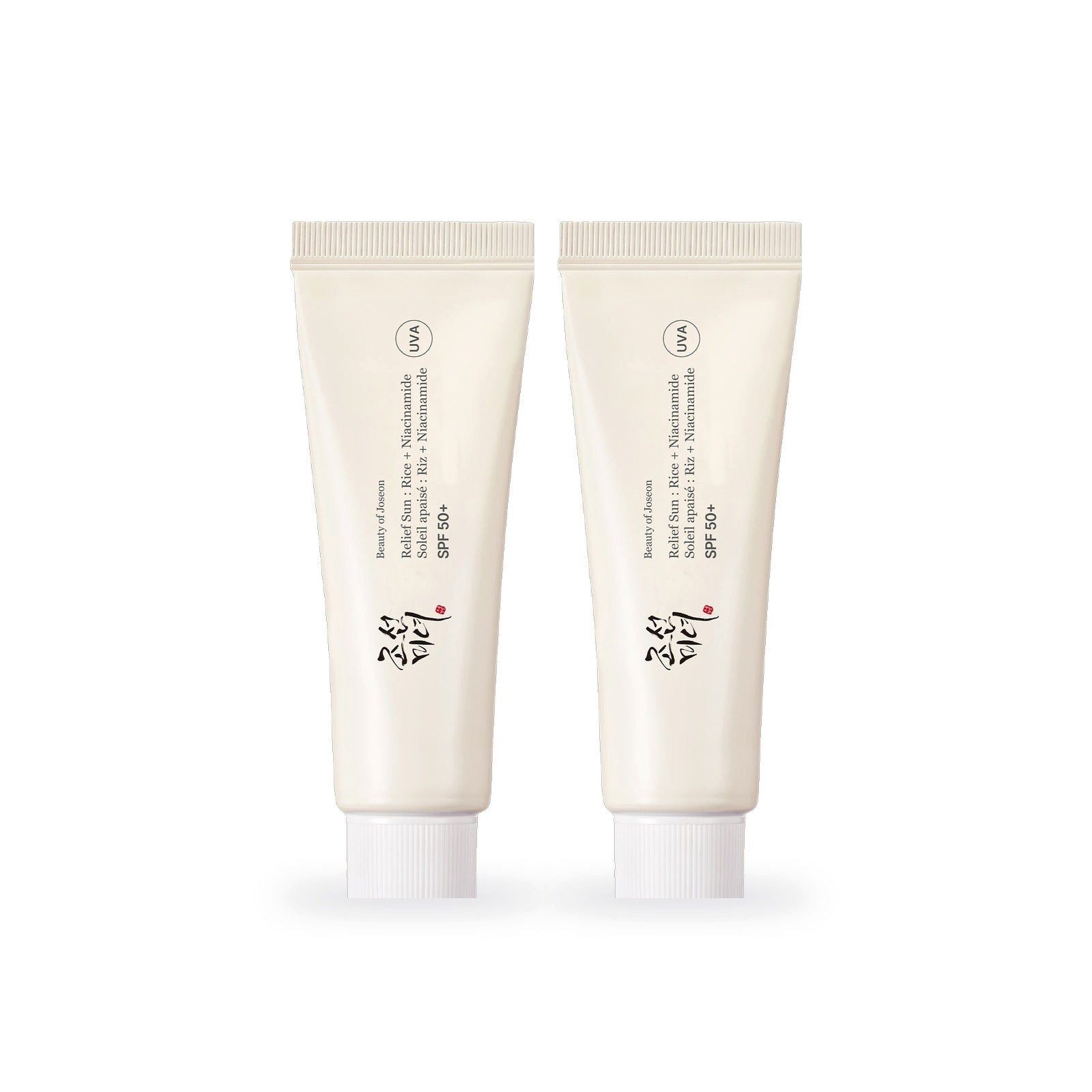 Beauty of Joseon Sonnenschutzcreme Relief Sun Rice + Niacinamide (Rice + Probiotics) LSF 50+ 2 x 50 ml, 2-tlg.