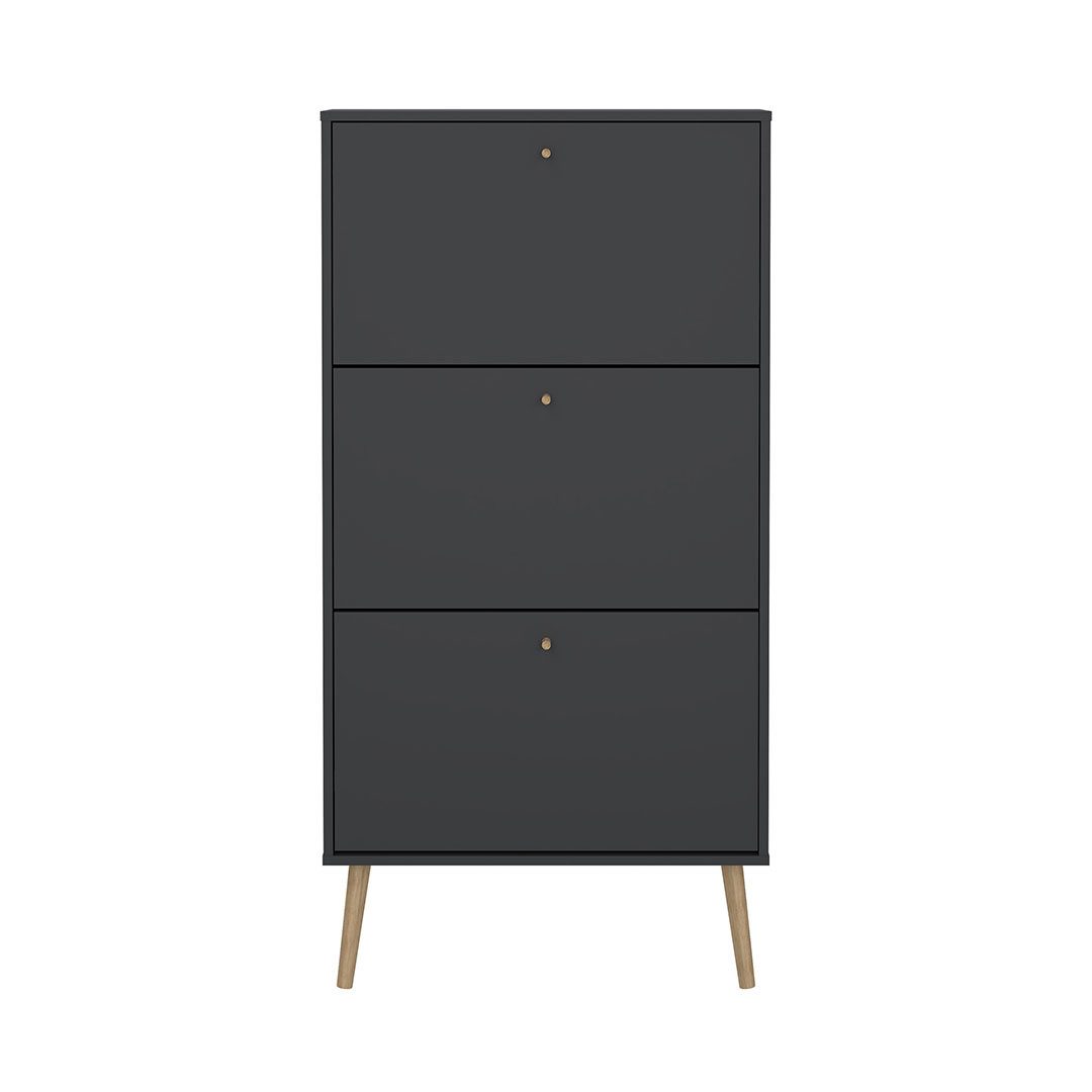 Tvilum Schuhschrank Bodo Schuhschrank 3 Klapptüren matte grau.