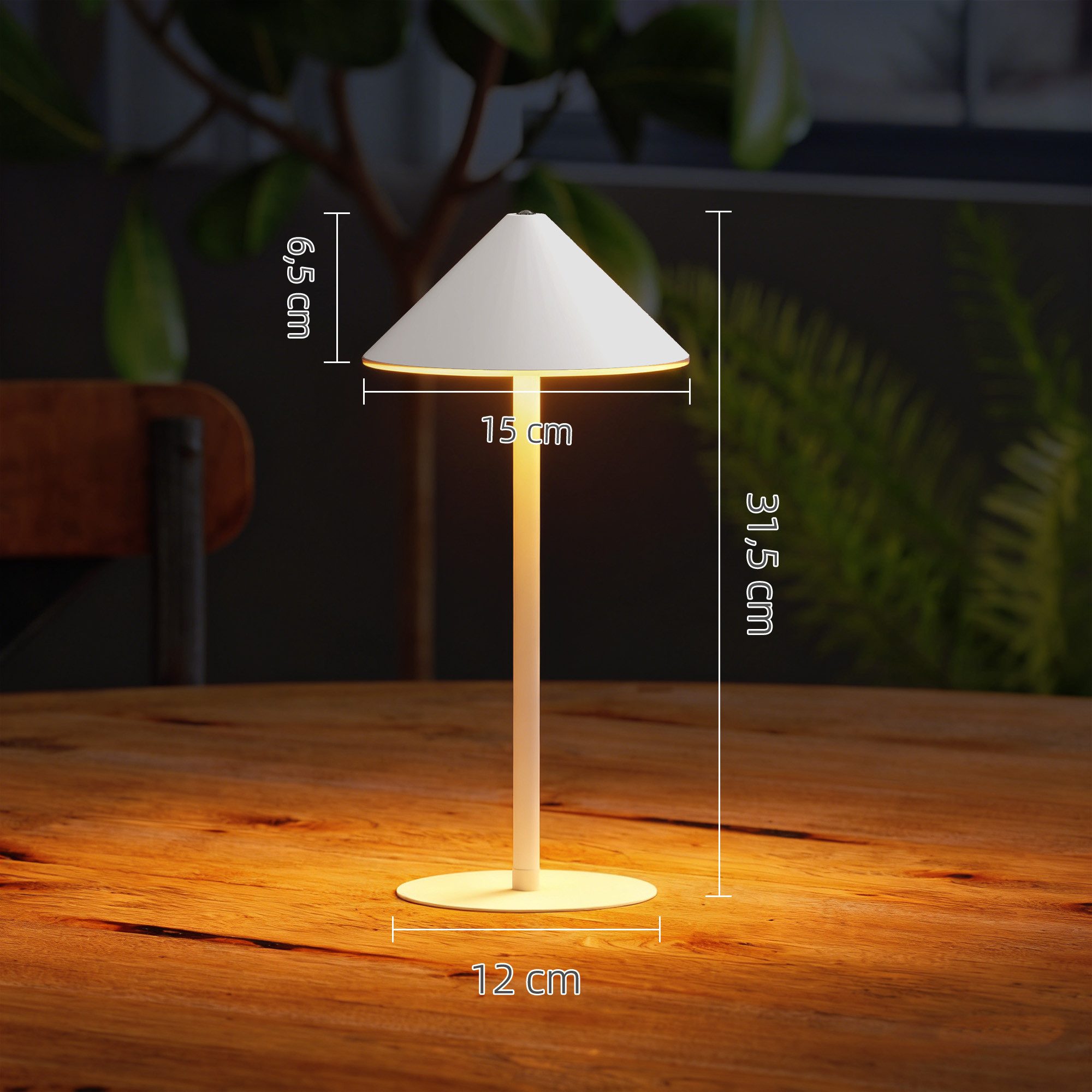 HOMCOM Tischleuchte Schreibtischlampe, wiederaufladbare Nachttischlampe mit USB-Kabel, LED, Dimmbare Touch-Steuerung für Schlafzimmer, weiß