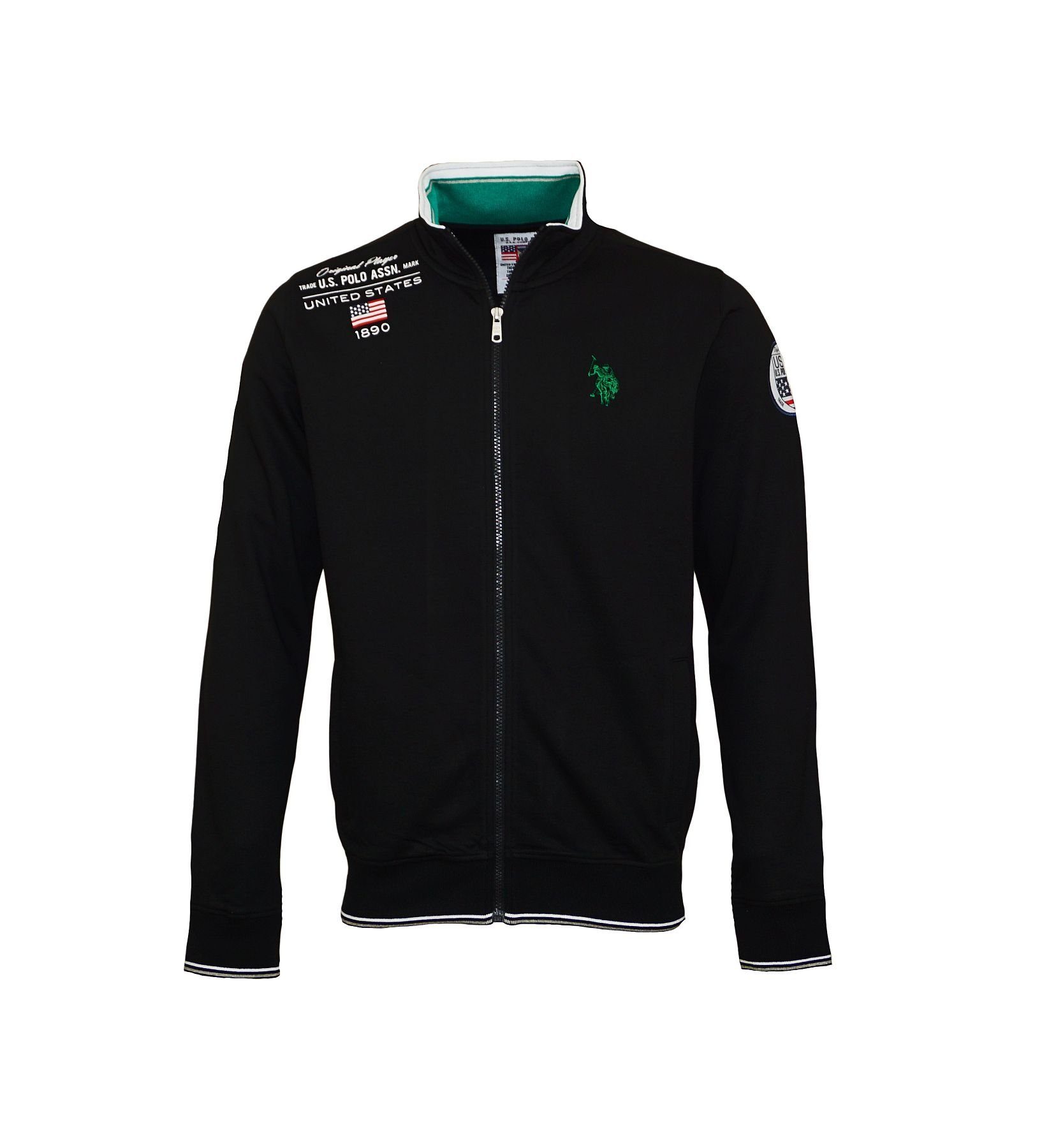 U.S. Polo Assn Sweatjacke Zipper Sweatjacket FZ Flag mit Batch (1-tlg) schwarz