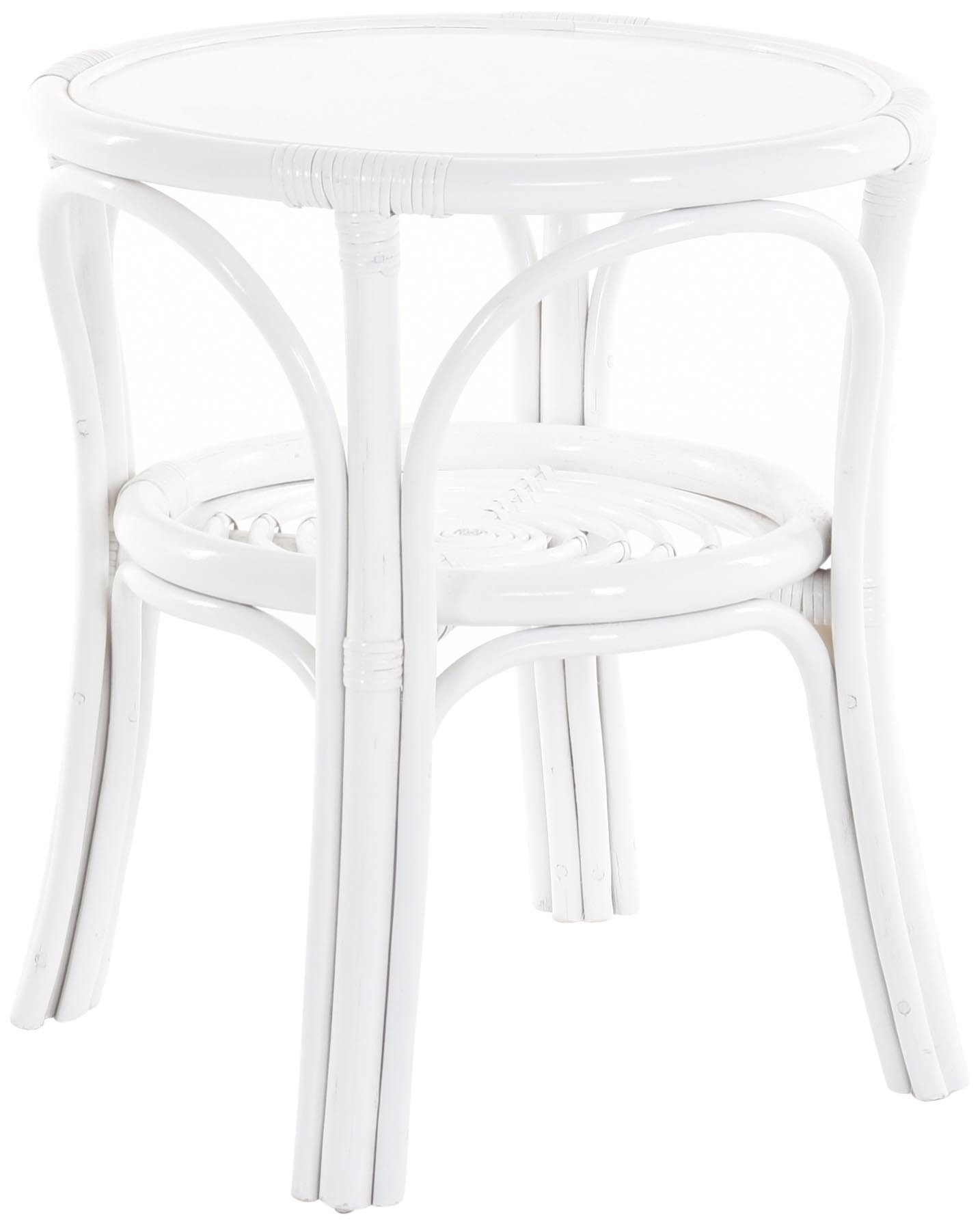 Krines Home Beistelltisch Rattantisch klein mit Holzplatte Beistelltisch rund Ø 56 cm, Wohnzimmertisch