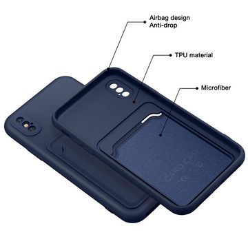 CoolGadget Handyhülle Blau als 2in1 Schutz Cover Set für das Apple iPhone X / Xs 5,8 Zoll, 2x Glas Display Schutz Folie + 1x TPU Case Hülle für iPhone X / Xs