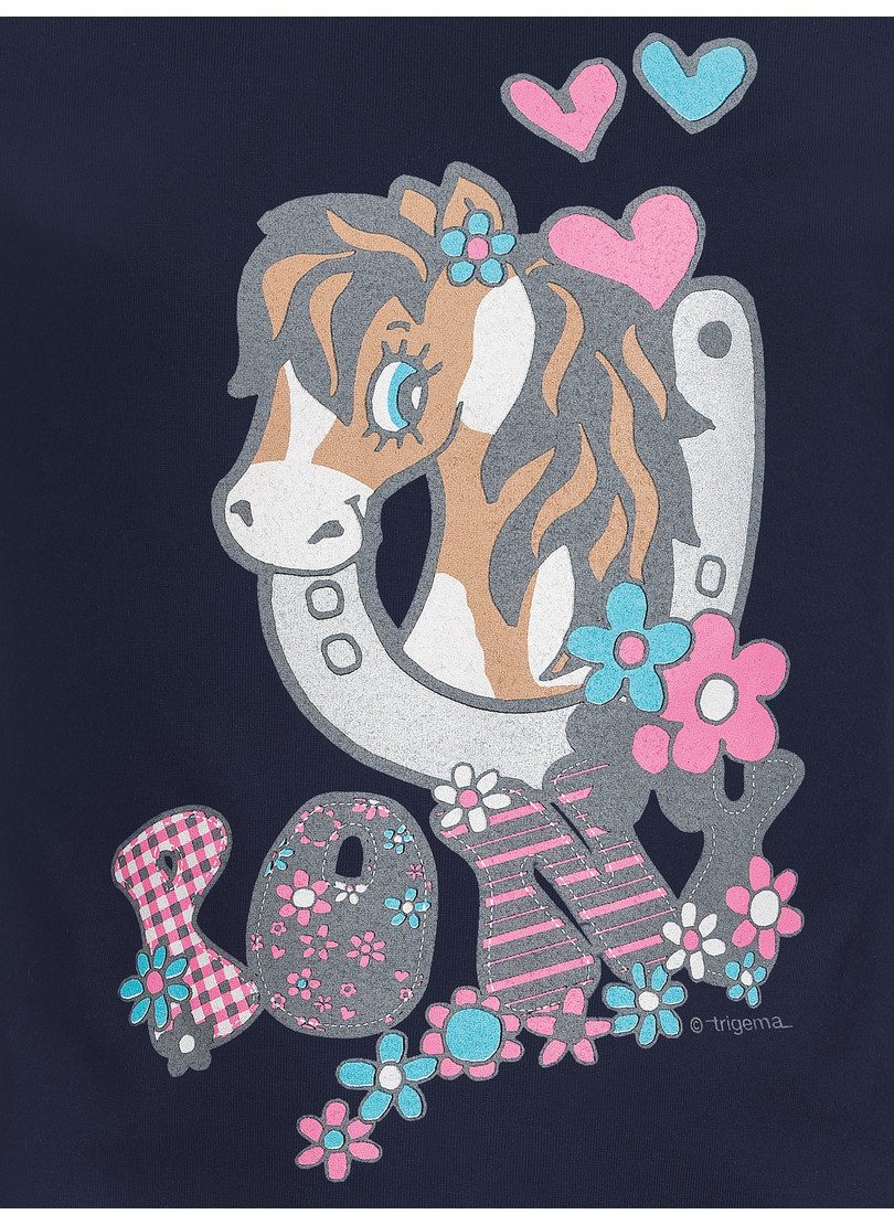 Trigema Longsleeve TRIGEMA Langarmshirt mit süßem Pony-Print (1-tlg)