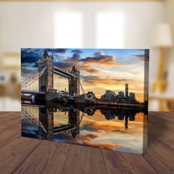 wandmotiv24 Leinwandbild London Tower Bridge, England, Themse, Städte (1 St), Wandbild, Wanddeko, Leinwandbilder in versch. Größen