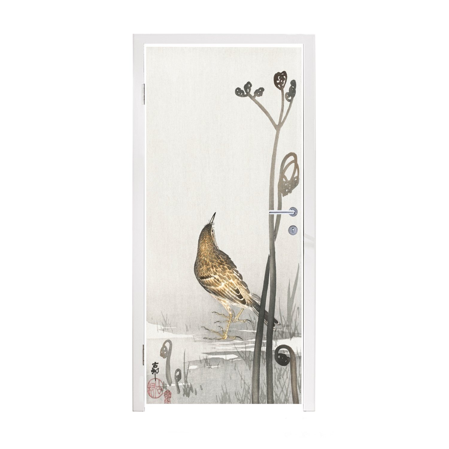 MuchoWow Türtapete Quietscher am Wasser - Gemälde von Ohara Koson, Matt, bedruckt, (1 St), Fototapete für Tür, Türaufkleber, 75x205 cm