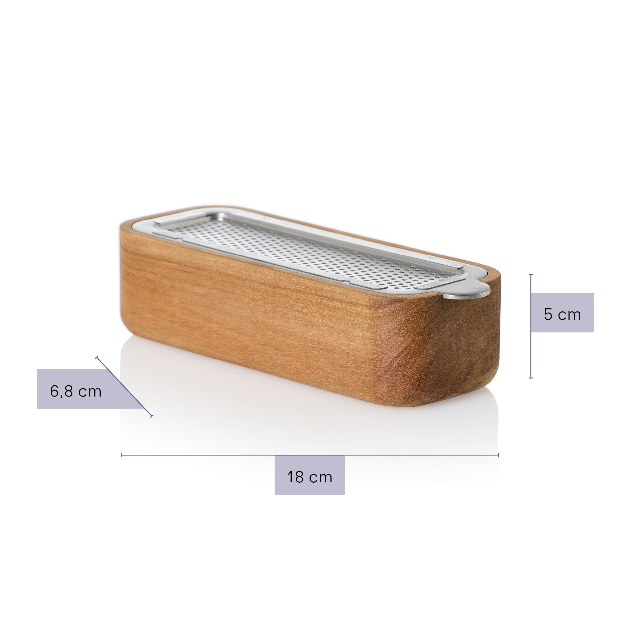AdHoc Käsereibe Tisch-Feinreibe CutnServe, Akazienholz, Edelstahl, (1-St), für Gewürze, Hartkäse, Nüsse, Schokolade und vieles mehr