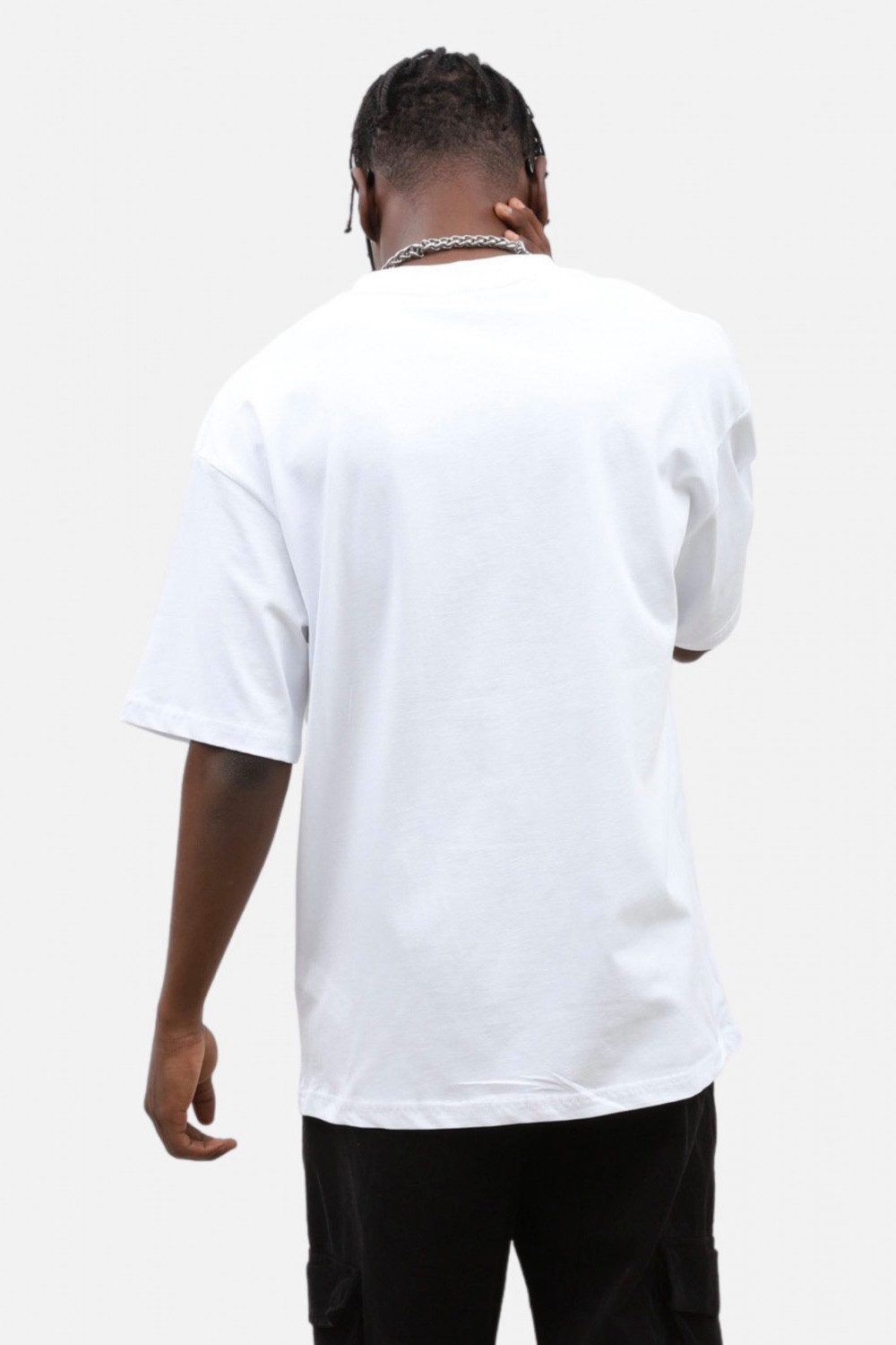 OSSY HOMER T-Shirt Basic Oversized T-Shirt mit Rundhals-Ausschnitt (1-tlg) aus Baumwolle, mit Rundhalsausschnitt