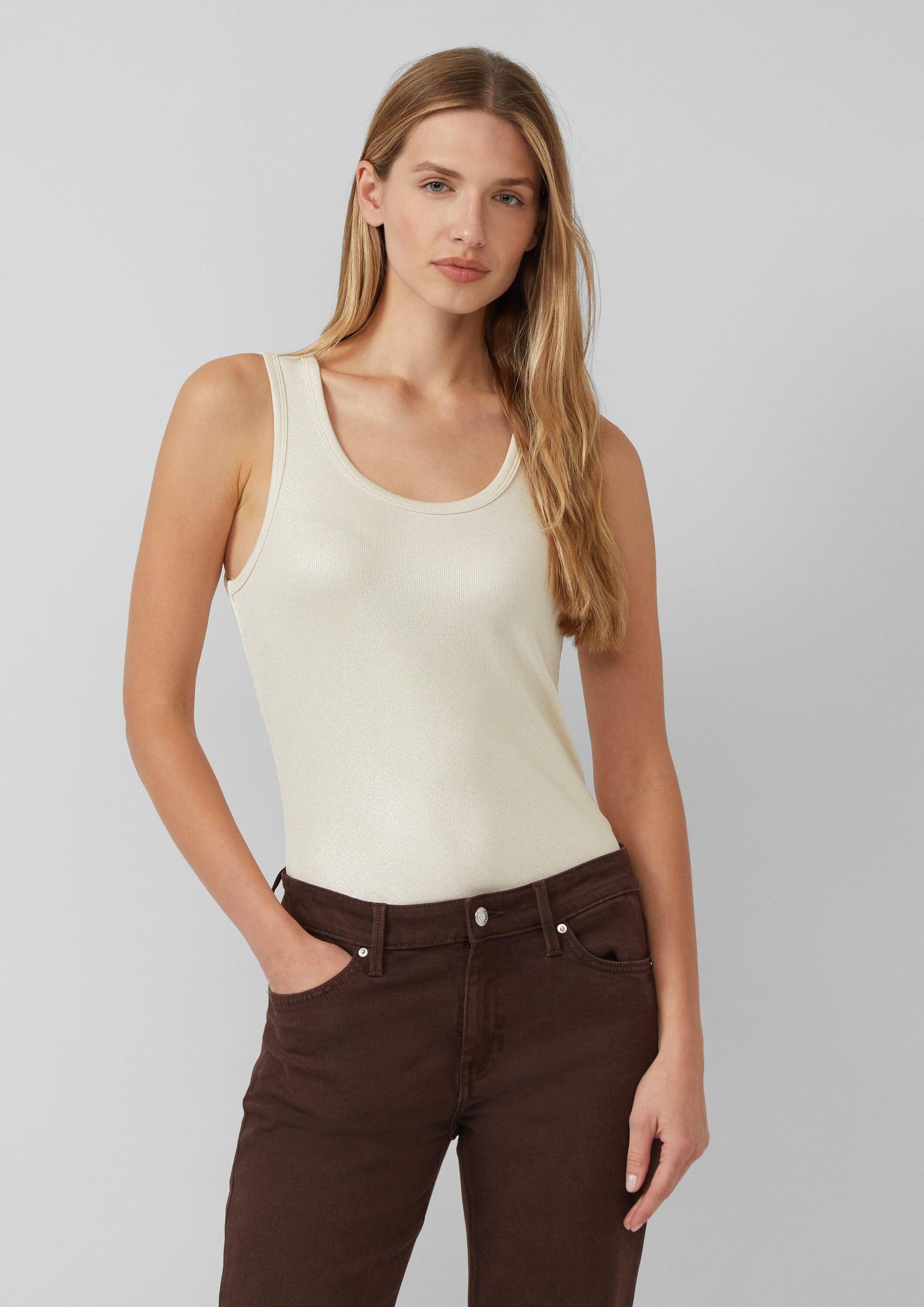s.Oliver Muscleshirt T-Shirt Geripptes Tanktop in Glitzer-Optik günstig online kaufen