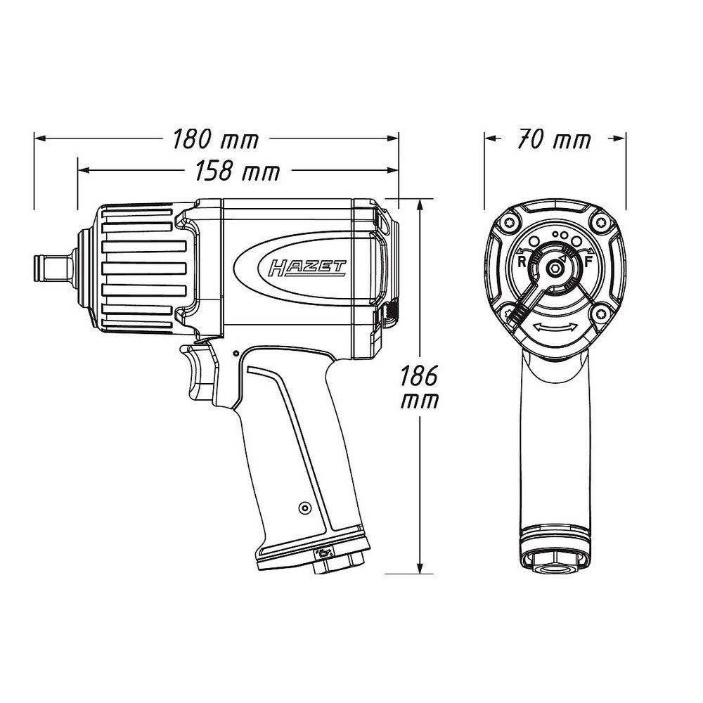 HAZET Druckluft-Schlagschrauber Hazet 9012ECO Druckluft-Schlagschrauber Werkzeugaufnahme: 1/2" (12.5 – Bild 4 von 4