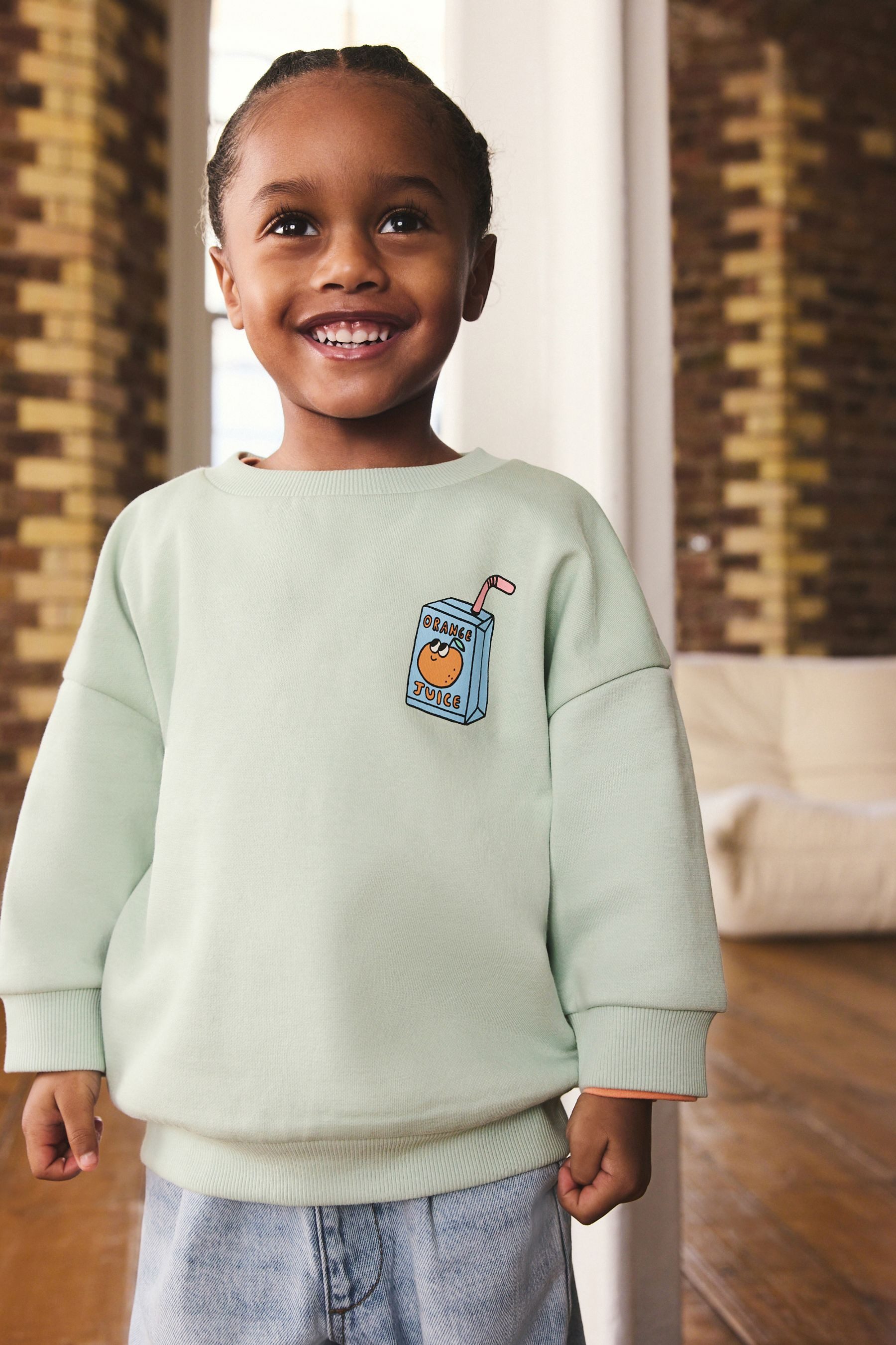 Next Sweater Sweatshirt mit Rundhalsausschnitt und Print (1-tlg)