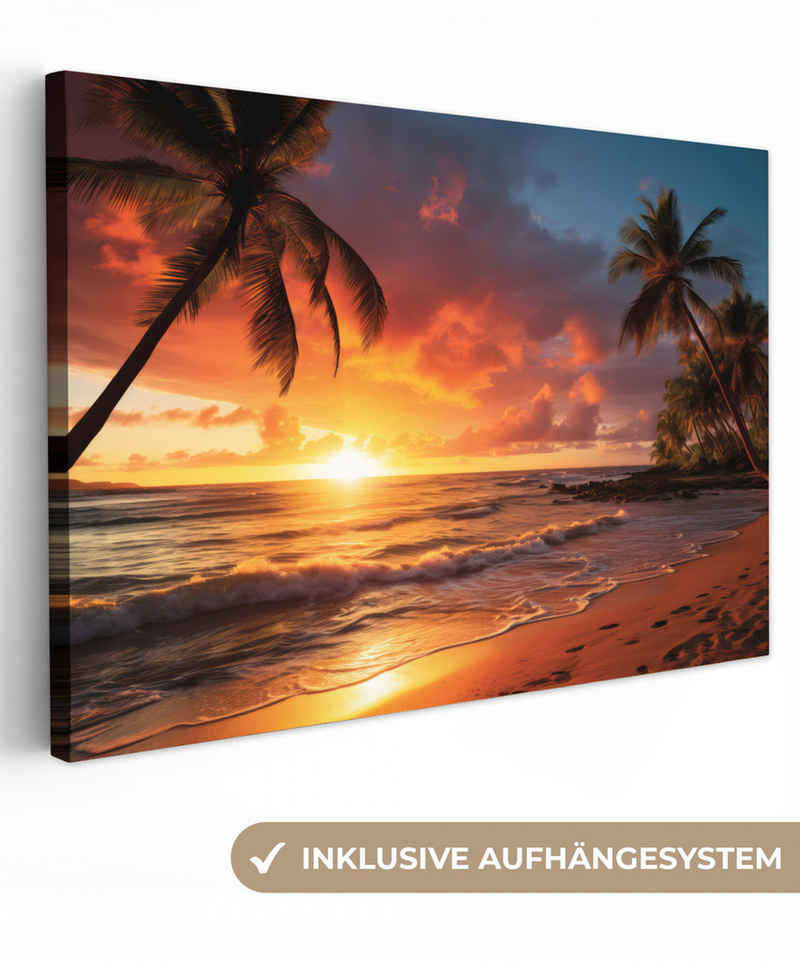 OneMillionCanvasses® Leinwandbild Strand Sonnenuntergang Leinwand Bilder