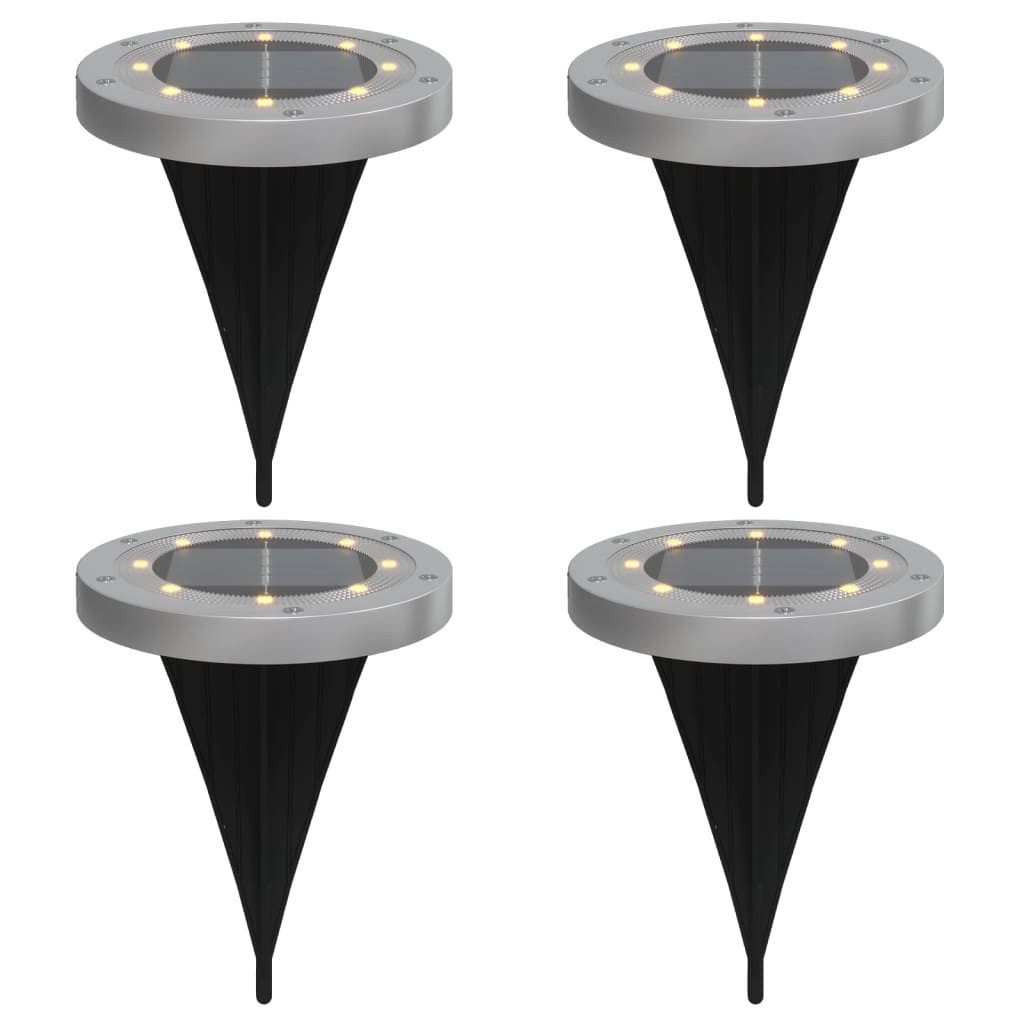 vidaXL LED Solarleuchte Solar-Bodenleuchten mit Erdspieß 4 Stk. Warmweiß