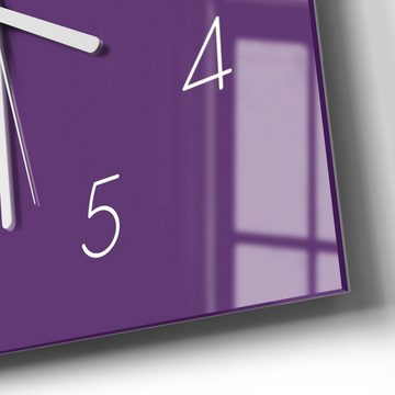 DEQORI Wanduhr 'Unifarben - Violett' (Glas Glasuhr modern Wand Uhr Design Küchenuhr)