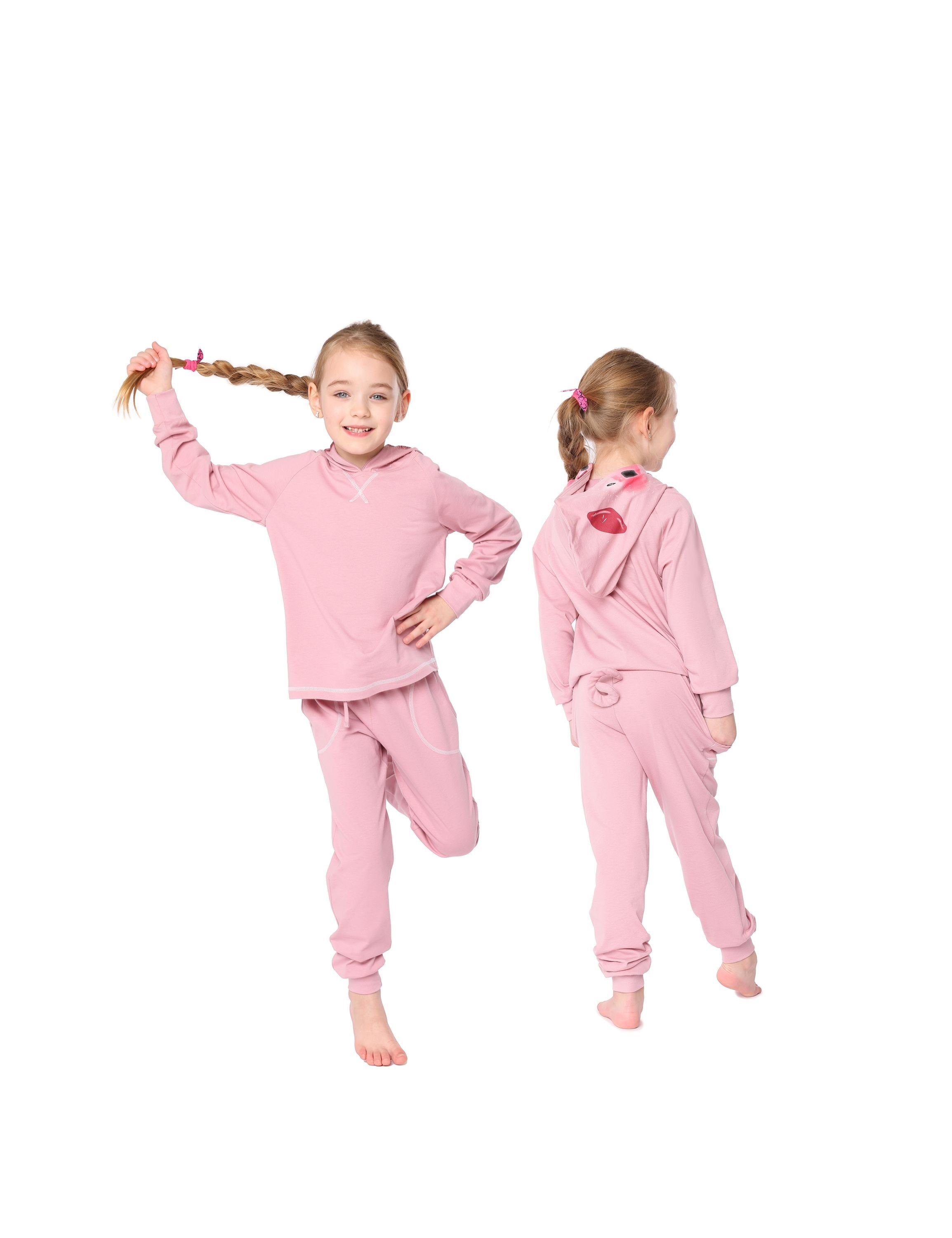 Schlafanzug Ladeheid Schlafanzug Schweinchen aus LA40-236 mit Verkleidung ohne Kapuze Rosa Baumwolle Kinder