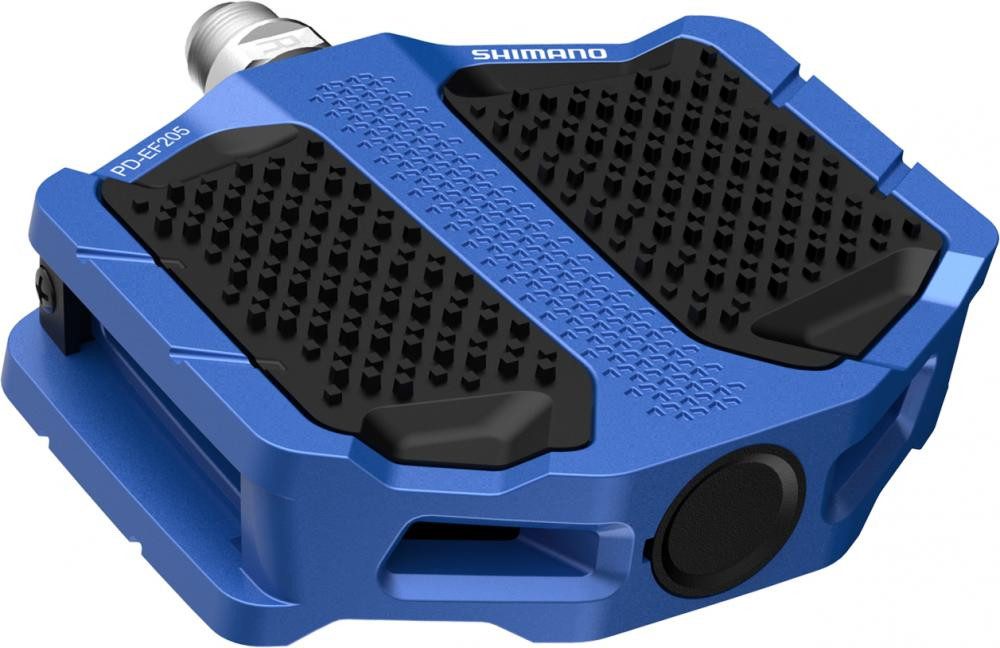 Shimano Plattformpedale SHIMANO Pedal PD-EF205 Blau Flat - Robustes Plattformpedal für urbane
