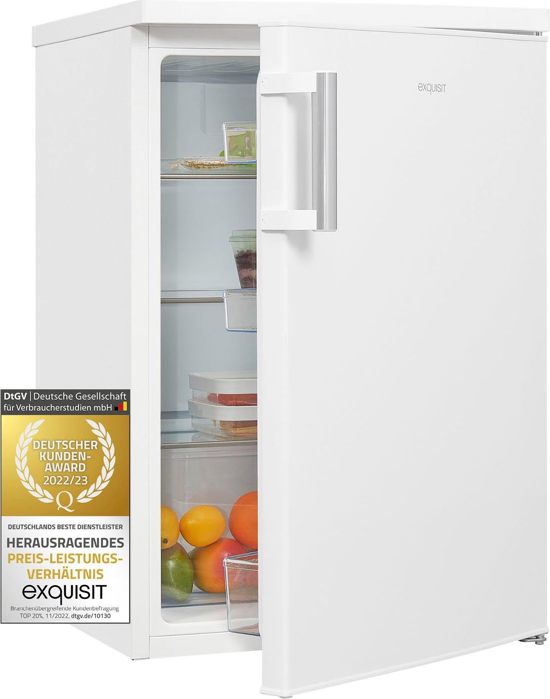 exquisit Kühlschrank KS16-V-H-010D weiss, 85,5 56 weiß breit cm hoch, cm