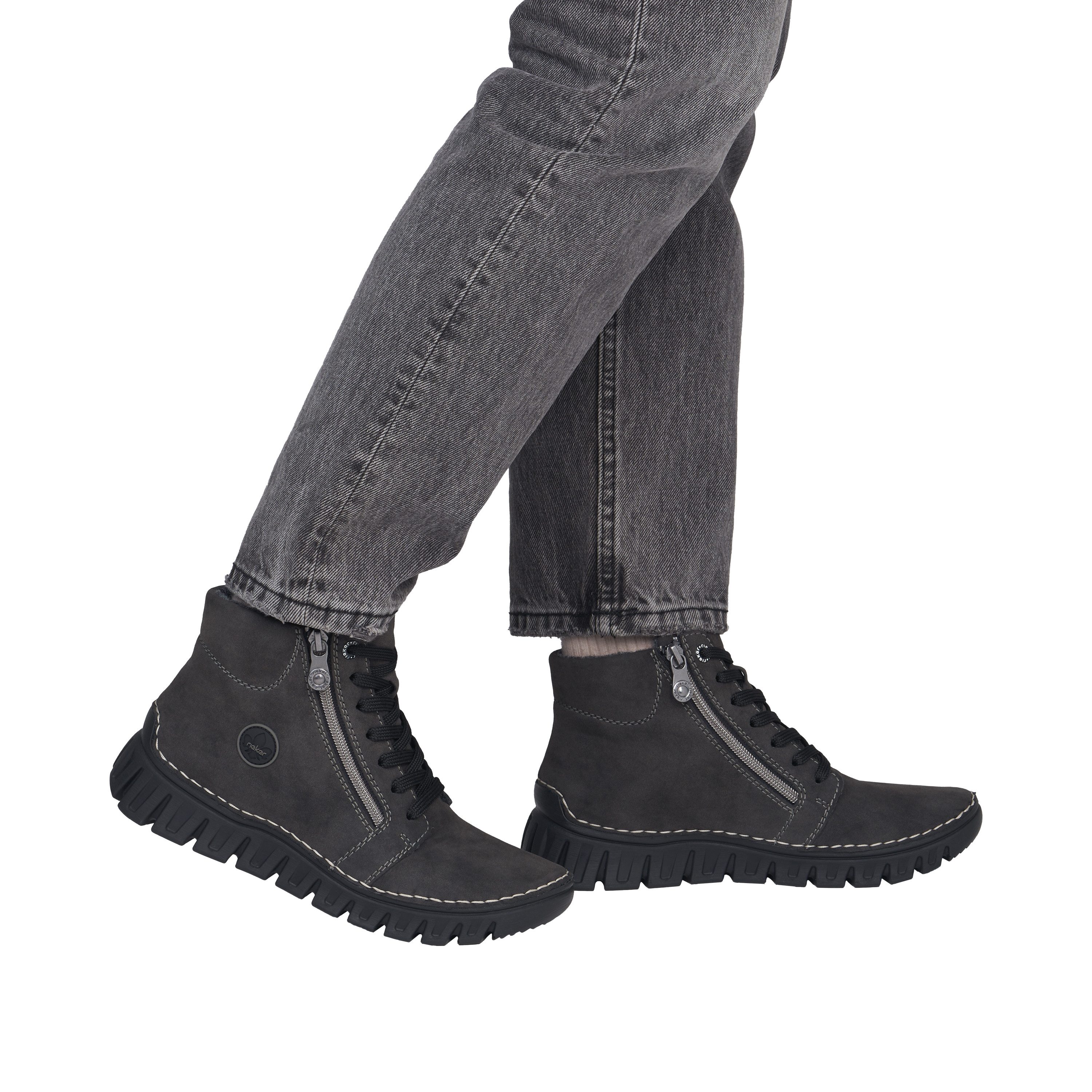 Rieker Schnürboots Casual-Boots, Stiefelette mit beidseitigen Reißverschlüssen