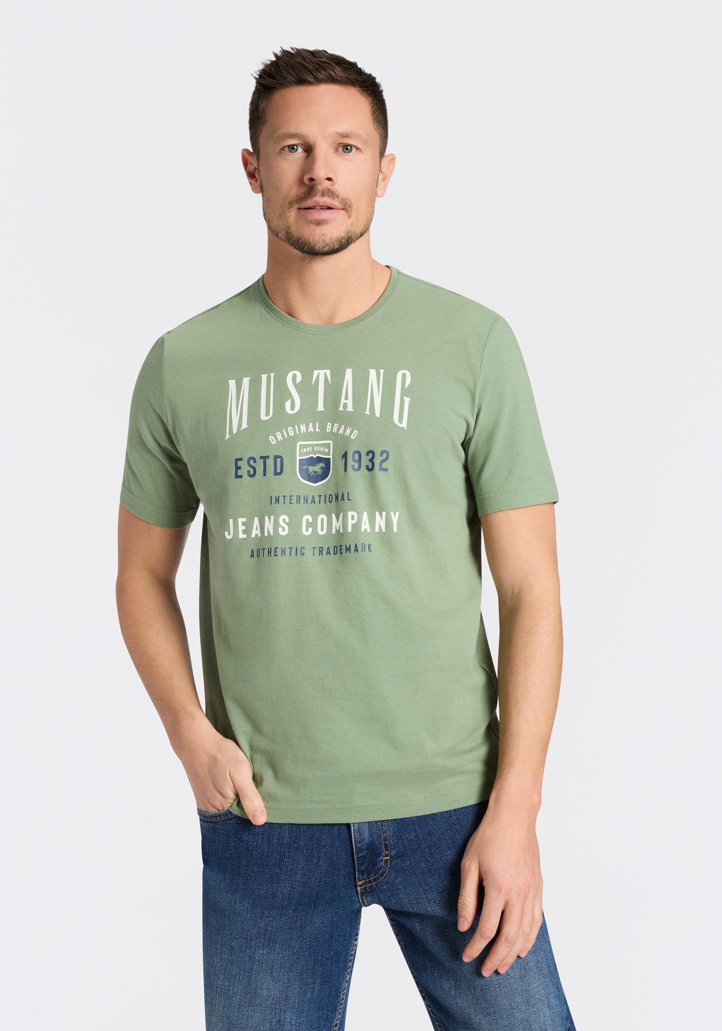 MUSTANG Kurzarmshirt Alex Logoprint kurzarm, mit Logoprint günstig online kaufen