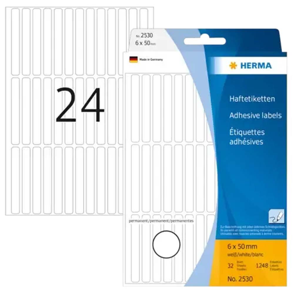 HERMA Etiketten Vielzwecketiketten selbstklebend permanent weiß 1248 Stück, permanent haftend