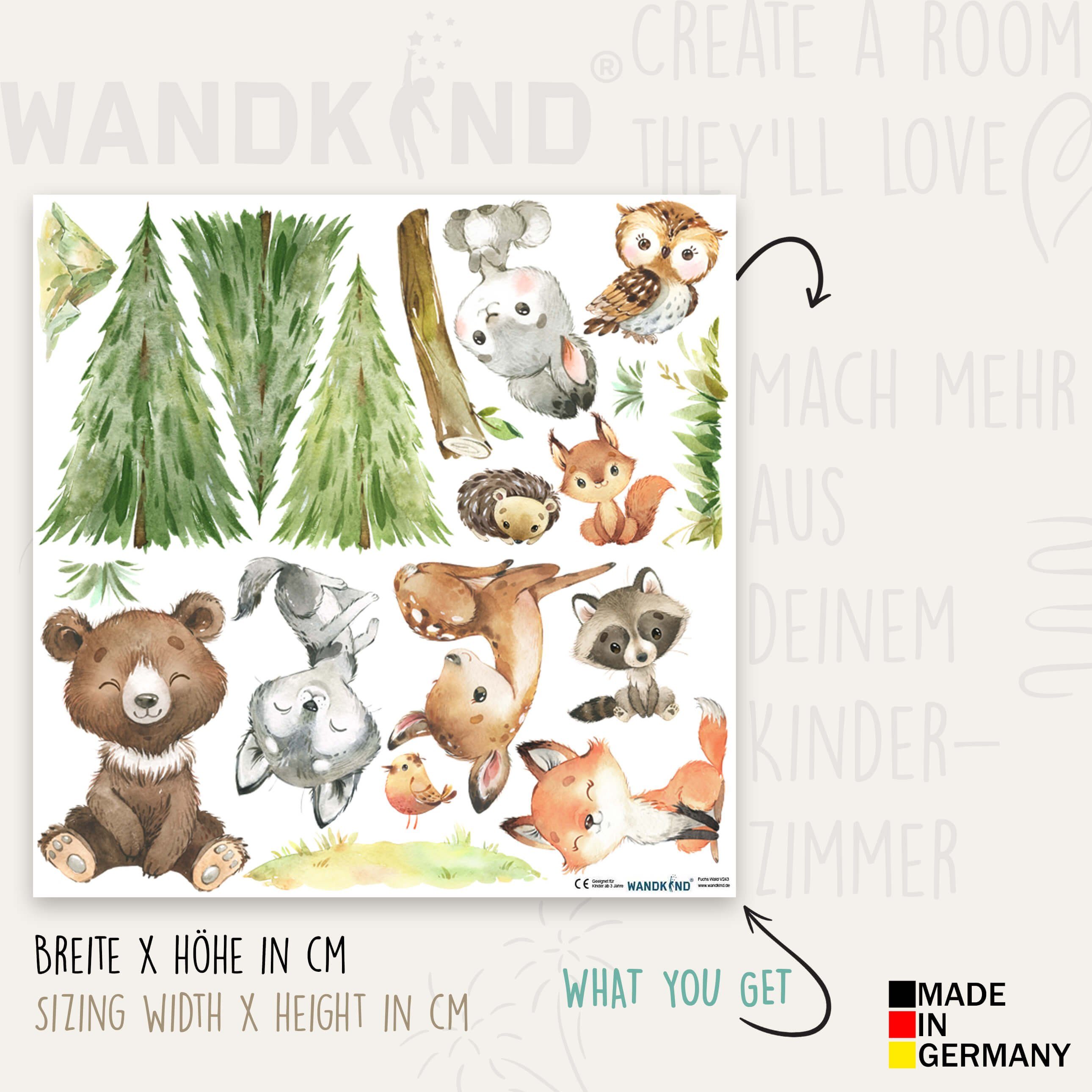 WANDKIND Wandtattoo Waldtiere V410 Abenteuer, wieder ablösbar – Bild 3 von 5