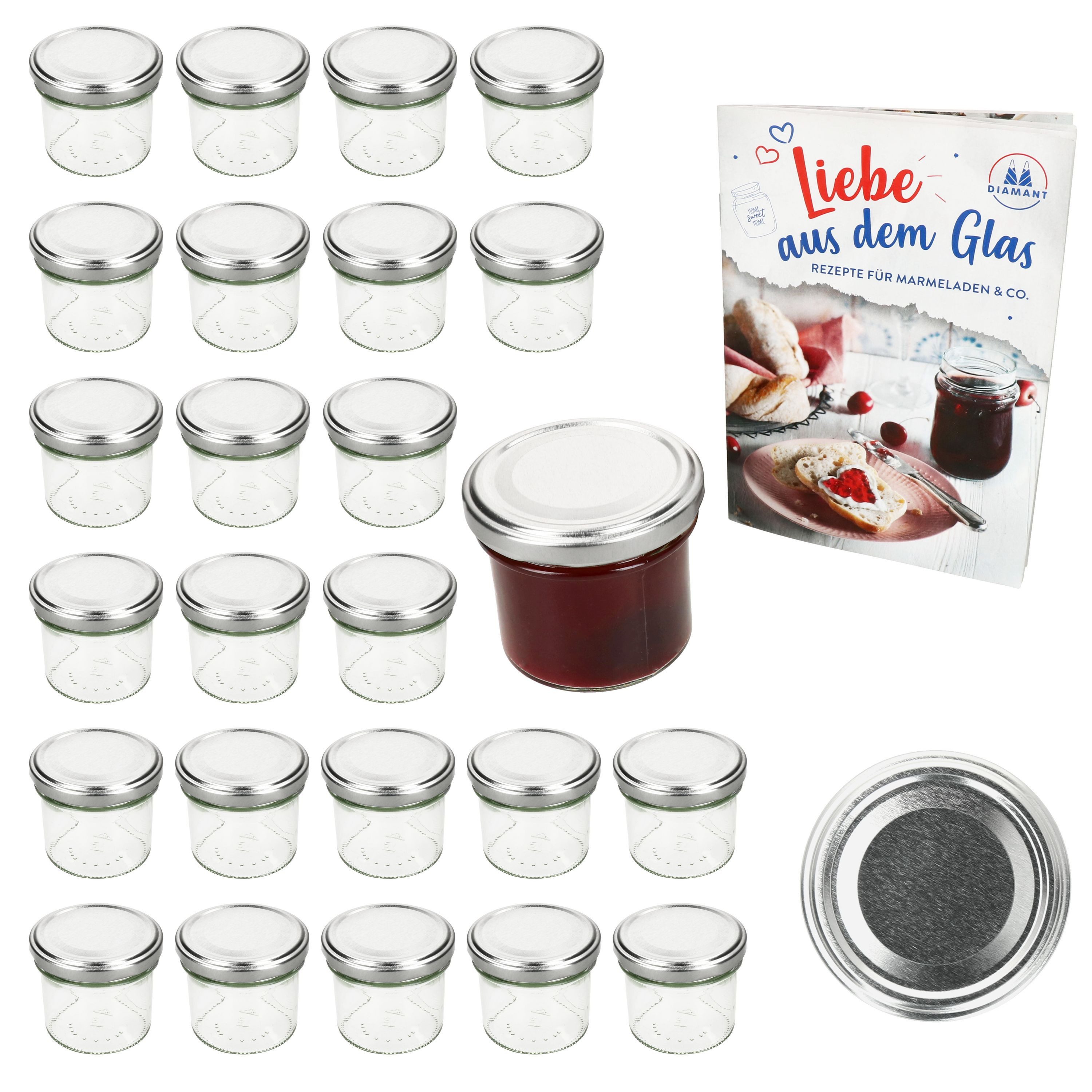 MamboCat Einmachglas 25er Set Sturzglas 125ml Einmachglas TO66 Silber Deckel, Glas