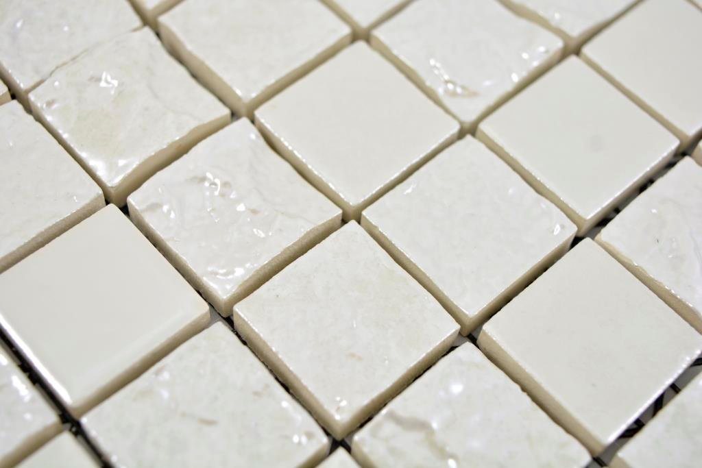 Thumbnail - Mosani Mosaikfliesen Keramikmosaik Mosaikfliesen weiß glänzend / 10 Matten