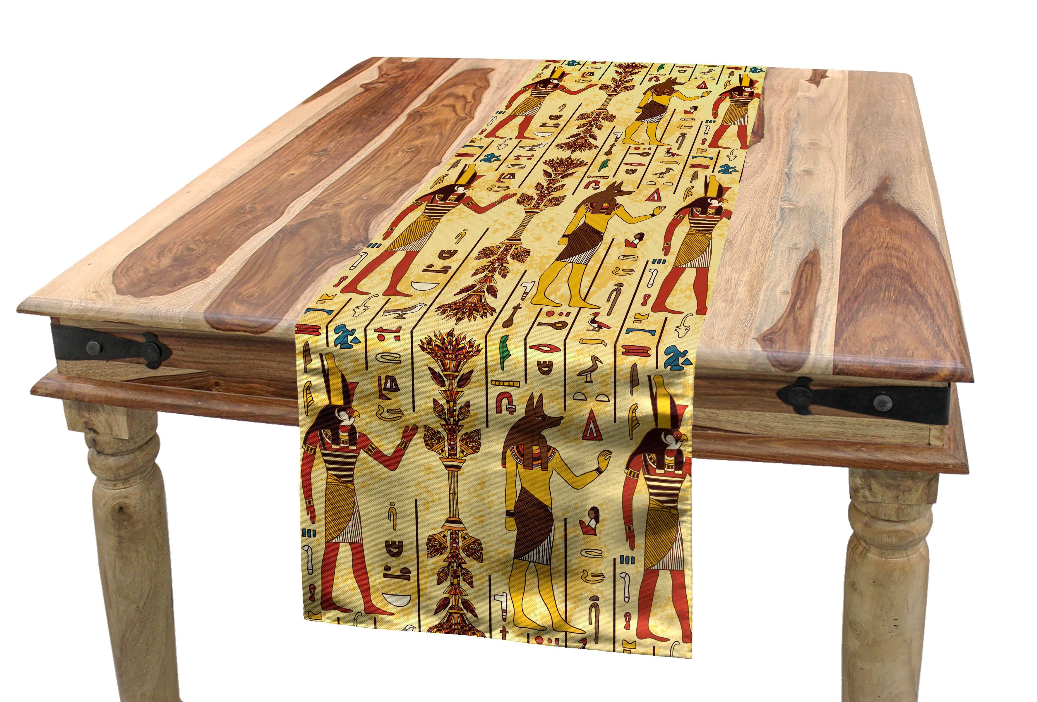 Abakuhaus Tischläufer Esszimmer Küche Rechteckiger Dekorativer Tischläufer, ägyptisch Grunge und Retro Timeless