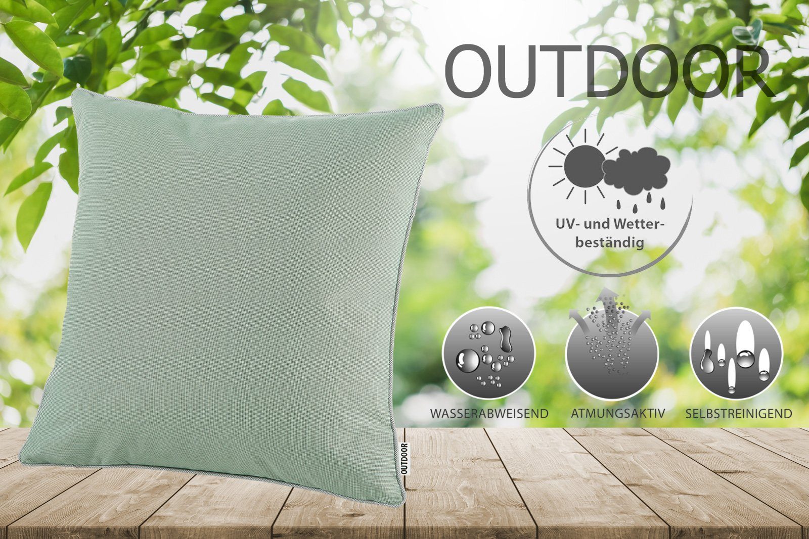 heimtexland Dekokissen Outdoorkissen Garten Deko Outdoor Kissen gefüllt, schmutz- und wasserabweisend