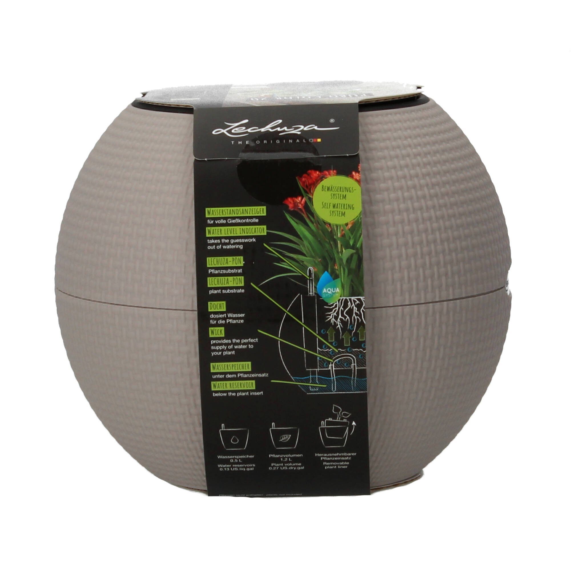 Lechuza® Blumentopf Lechuza Puro Color 20 sandbraun Tischgefäß