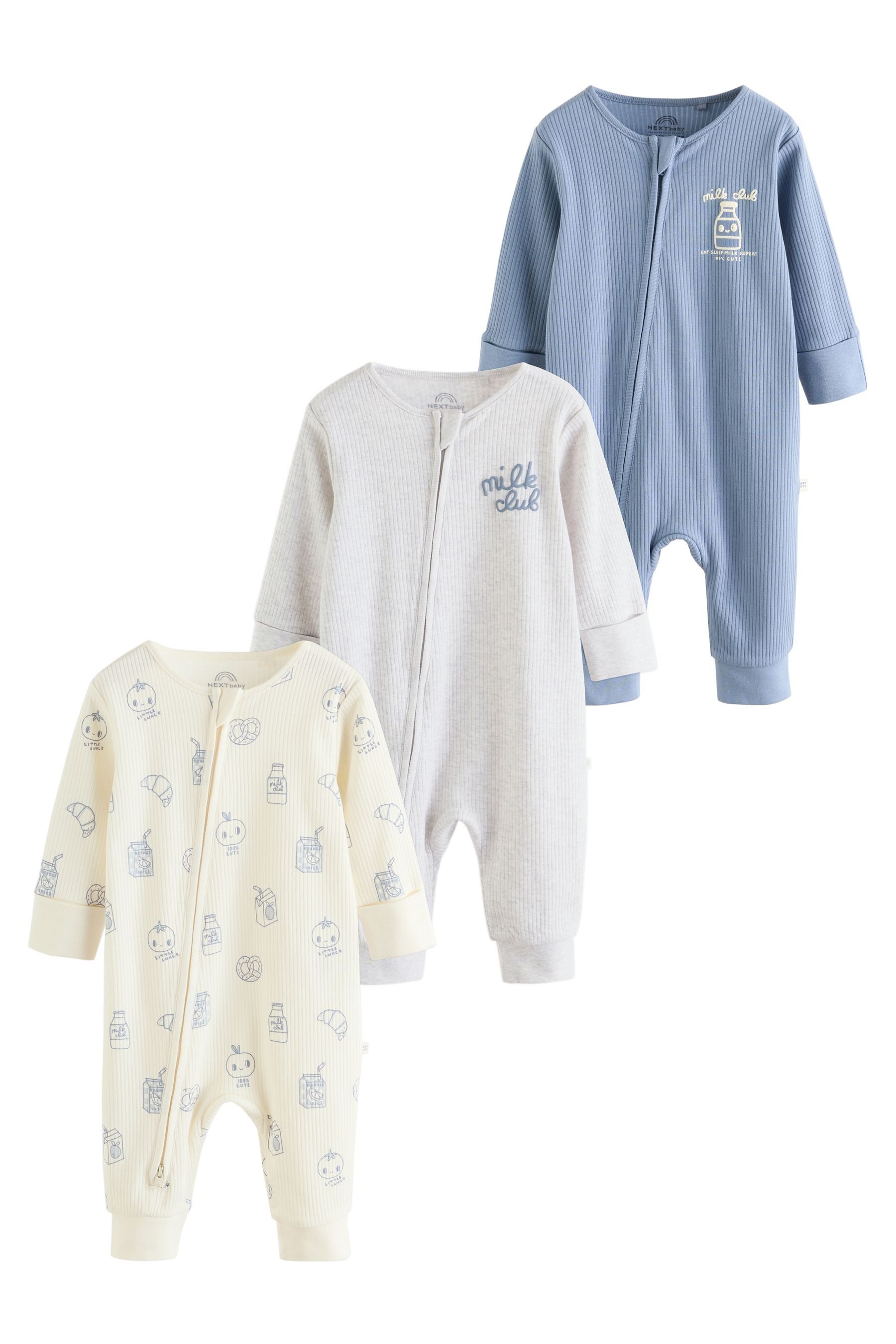 Schlafoverall Babyschlafanzüge mit Zweiwege-RV, 3er-Pack