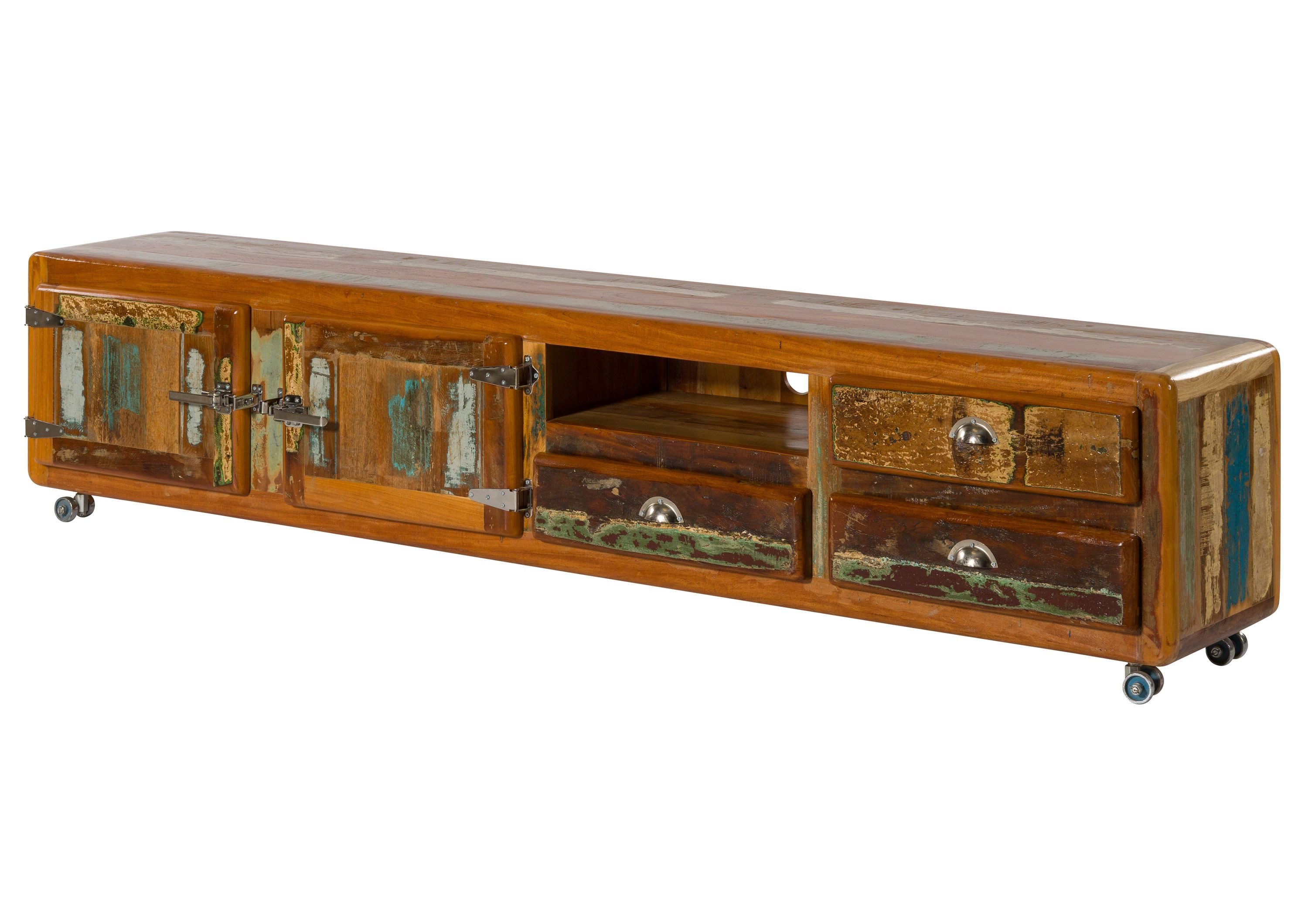 Massivmoebel24 Sideboard FREEZY (Massivholz), Altholz 240x40x50 mehrfarbig lackiert FREEZY #45