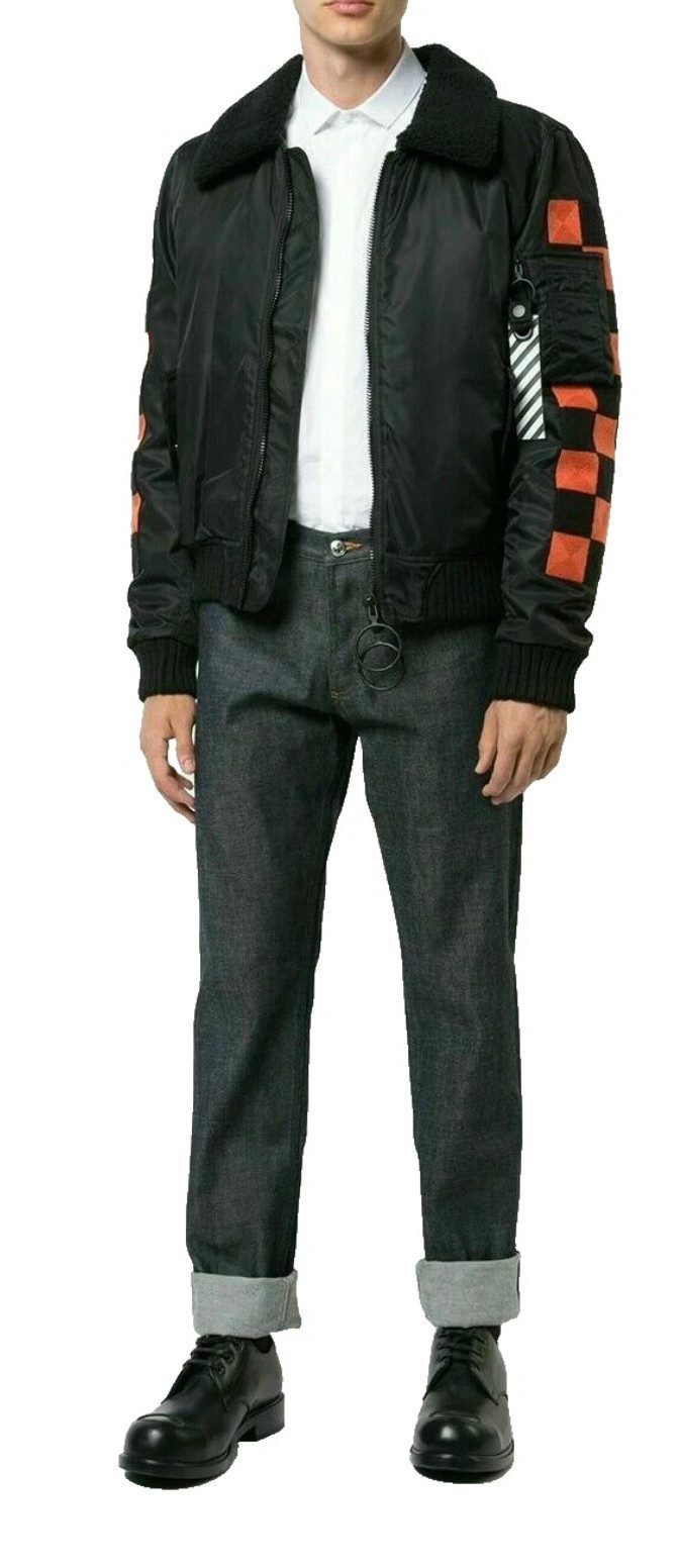 OFF-WHITE Bomberjacke Checker College Blouson Bomber College Jacke Hochwertige italienische Fertigung mit Liebe zum Detail