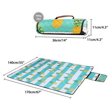 Picknickdecke Sekey Picknickdecke Wasserdicht 170x140 cm, Waschbare Picknickmatte Camping mit tragbarem Griff, Schmutzabweisende Stranddecke für Outdoor, Sekey