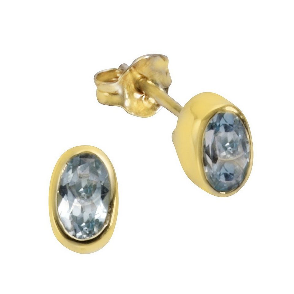 Vivance Paar Ohrstecker 333/- Gelbgold mit Blautopas (beh)