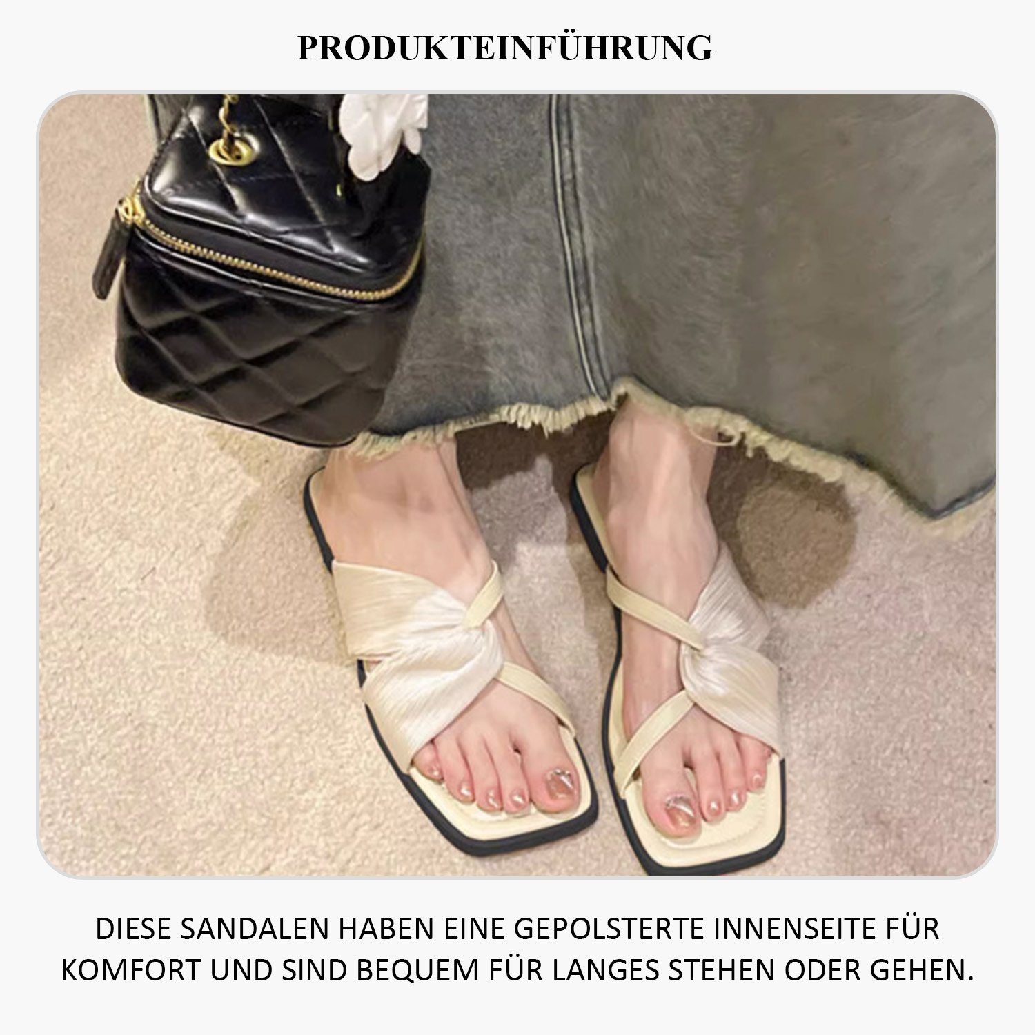 Daisred Sandalen Sommer Aprikose Freizeit Bohemia Bequem Damen Schuhe Sandale Flach Sandalen