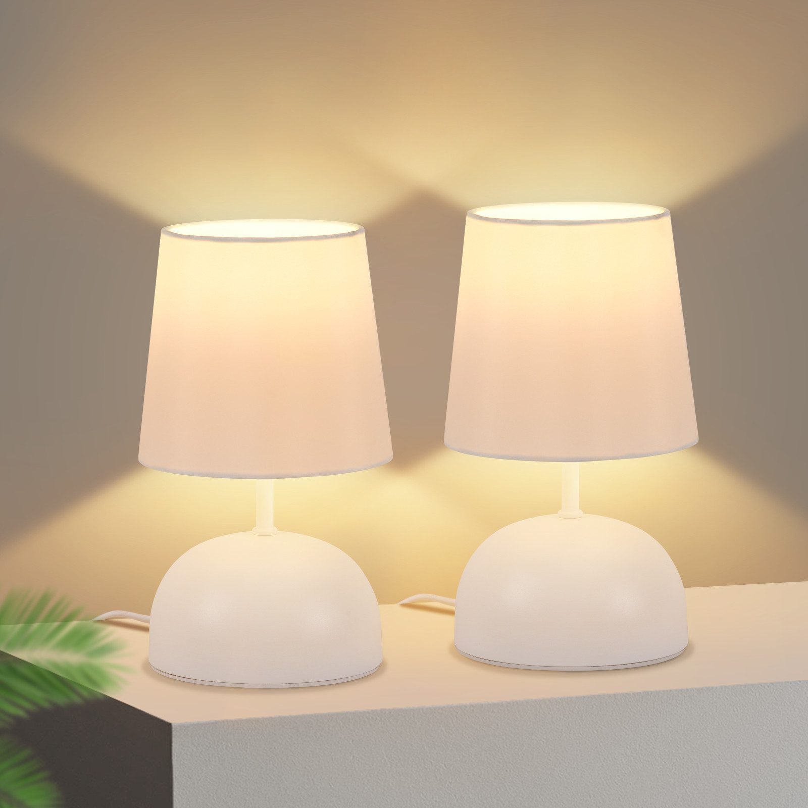 Nettlife Tischleuchte Beige Stoff mit Kabel Nachttischlampe Schlafzimmer Mo günstig online kaufen