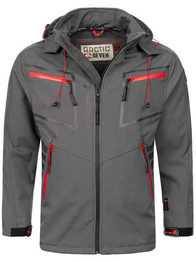 Arctic Seven Softshelljacke ASPierr sportliche Outdoor Funktionsjacke mit abnehmbarer Kapuze