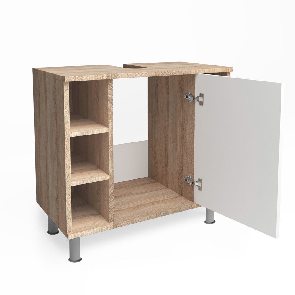 Vicco Waschbeckenunterschrank Fynn, Sonoma/Weiß, 60 x günstig online kaufen