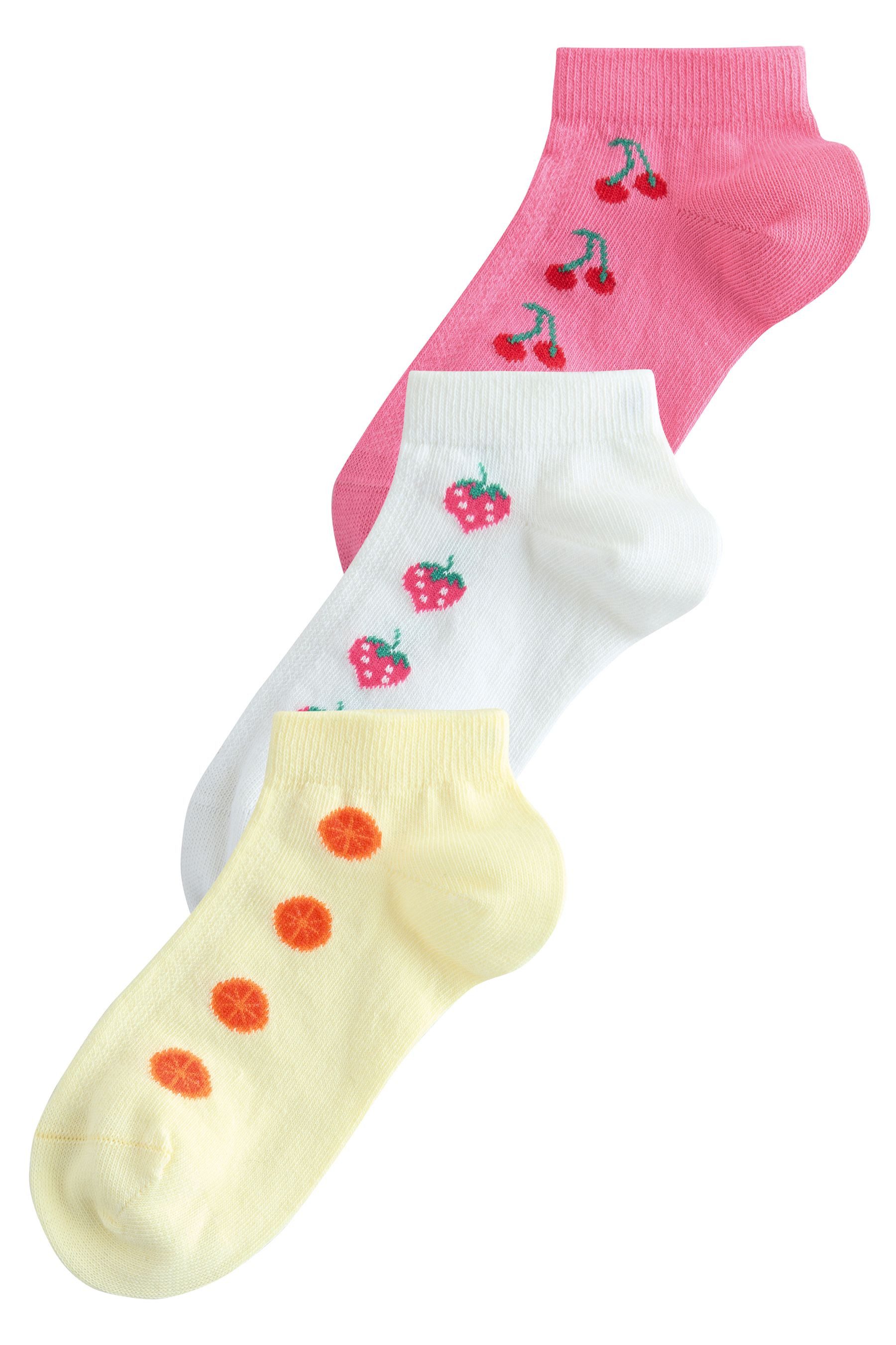 Basicsocken Sneaker-Socken mit Obstmotiv und Baumwolle, 3 Stk.