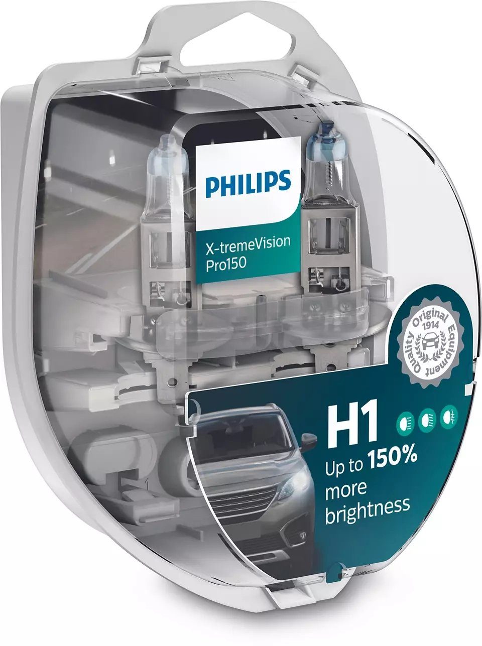 Philips Halogenlampe Philips X-tremeVision Pro150 H1 12V 55W P14,5s (2er Box)