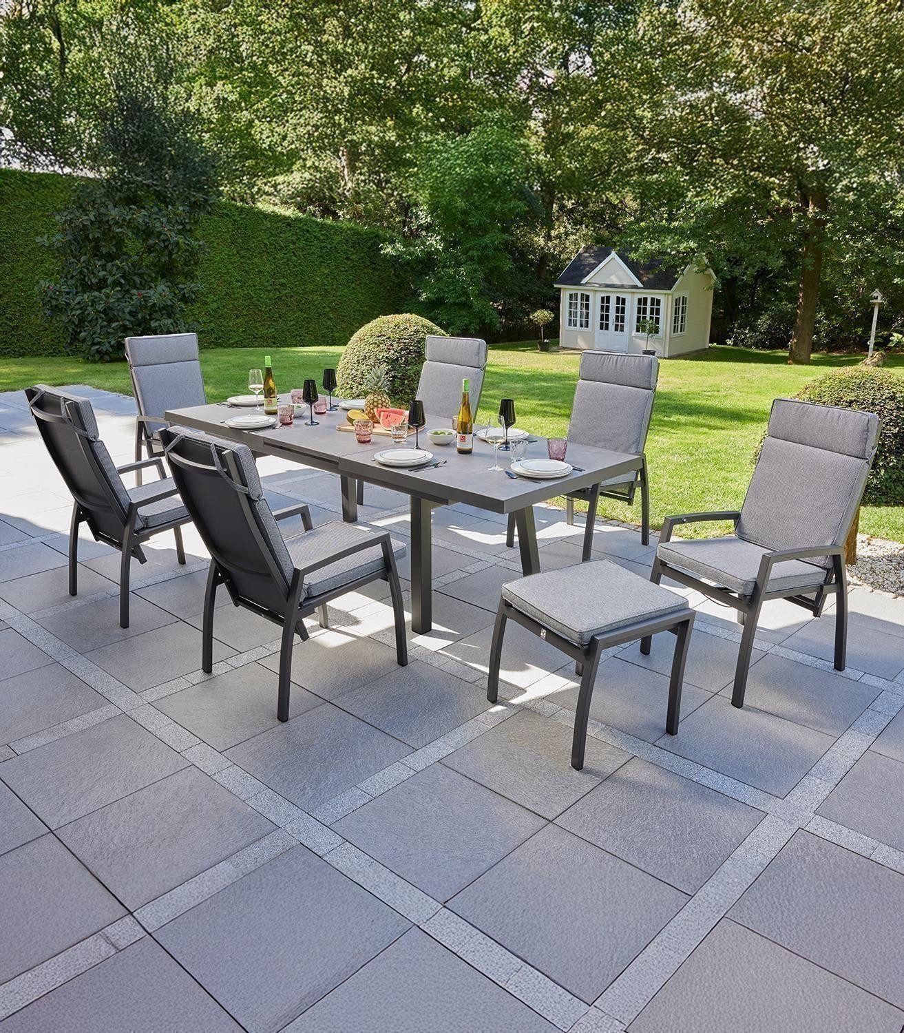 Outdoor Gartenstuhl SONDRINO, Anthrazit, Hellgrau, Aluminium, günstig online kaufen