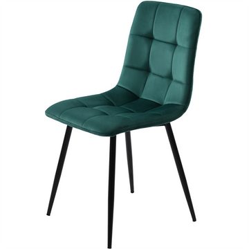 XDeer Stuhl Esszimmerstuhl (4 St), Dunkelgrün,4er-Set Polsterstuhl, Design Stuhl mit Rückenlehne,Sitzfläche aus Samt Gestell